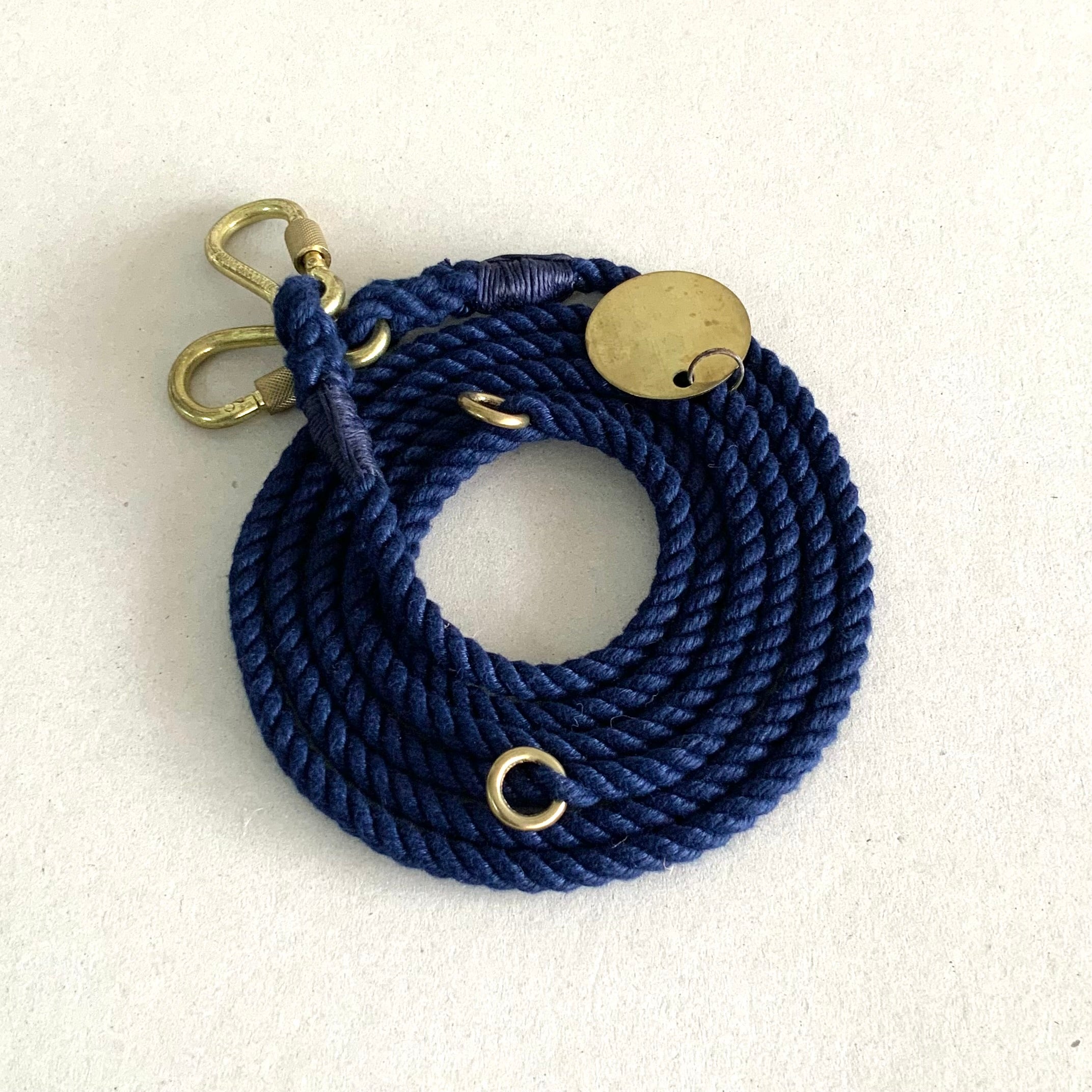 Adjustable Cotton Rope Leash, Navy
