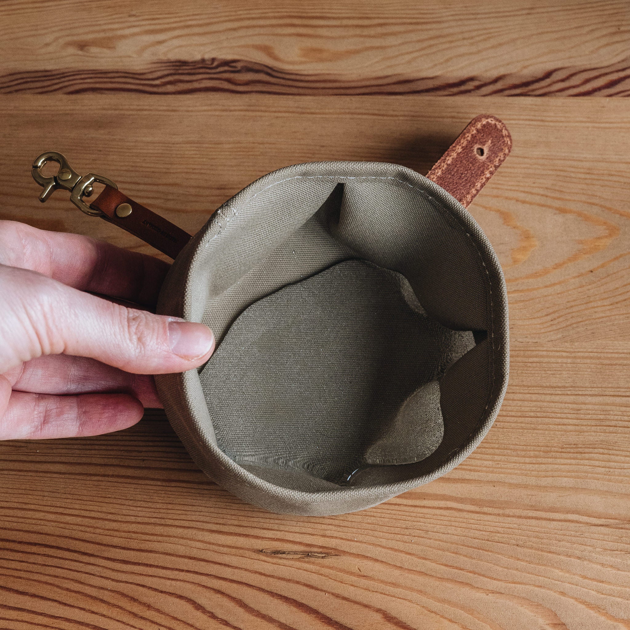 Melo Foldable Travel Dog Bowl | Premium Waxed Canvas & Leather