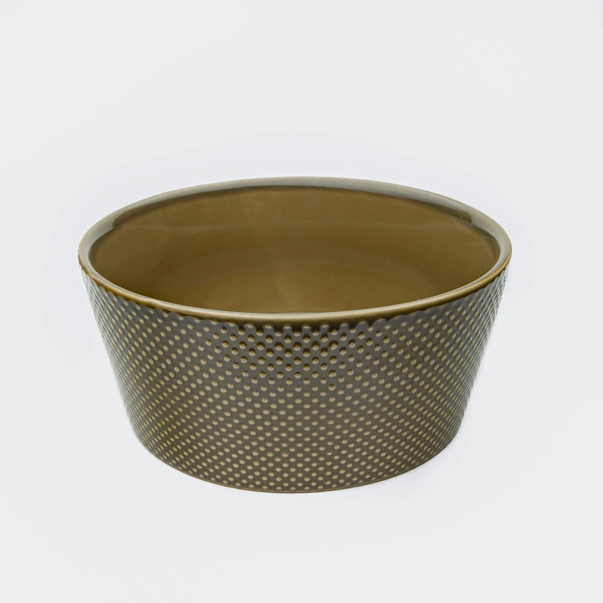 Cloud7 Alain high quality dishwasher safe ceramic dog bowl in an earthy color featuring a textured polkadot surface