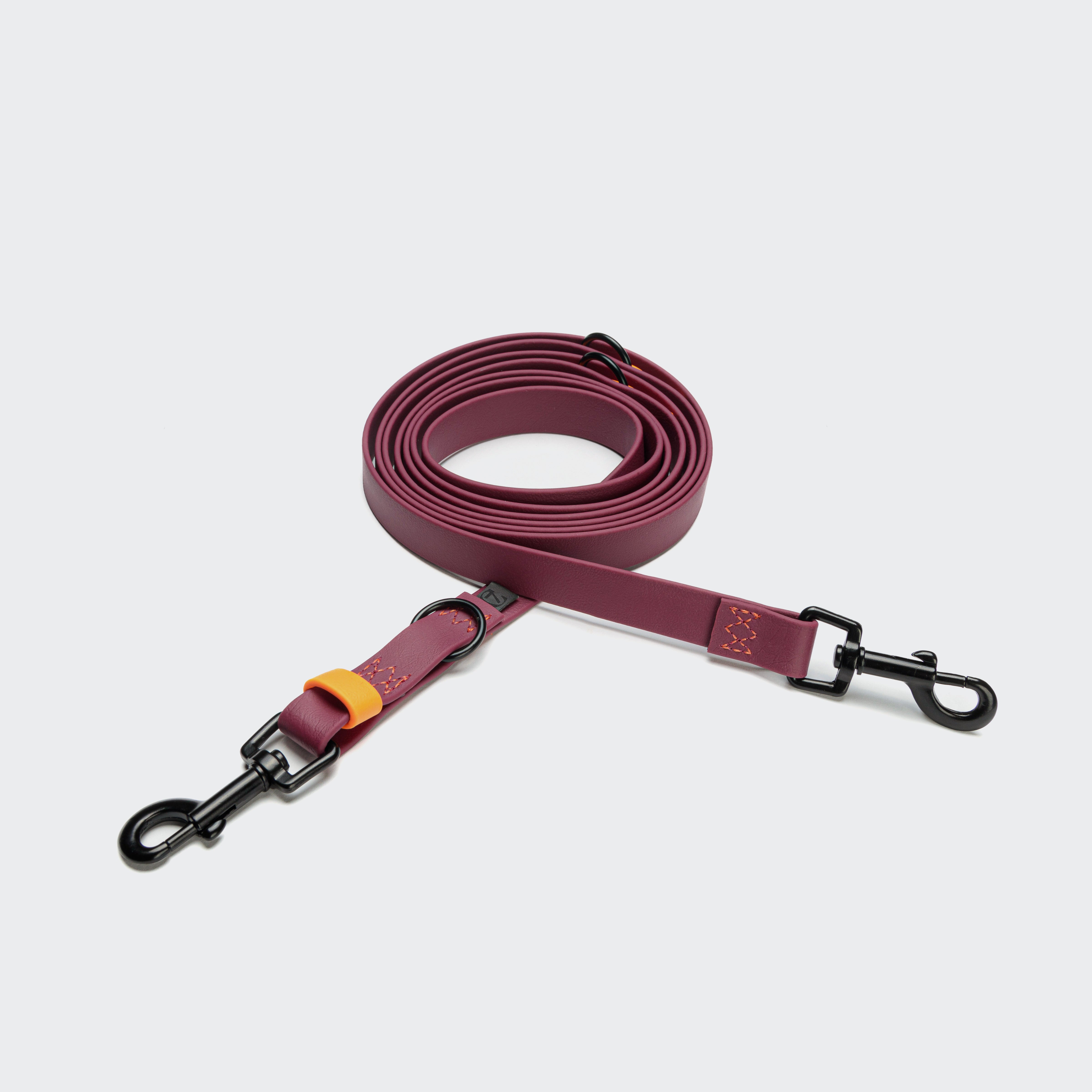 Cloud7: Adjustable Dog Leash BioThane Ipanema Magenta-Orange