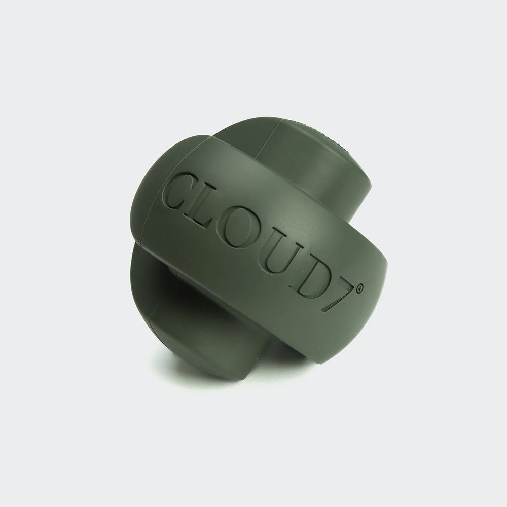 Cloud7 Zeno interactive treat dispensing dog toy in Dark Olive made of durable bite-resistant rubber.