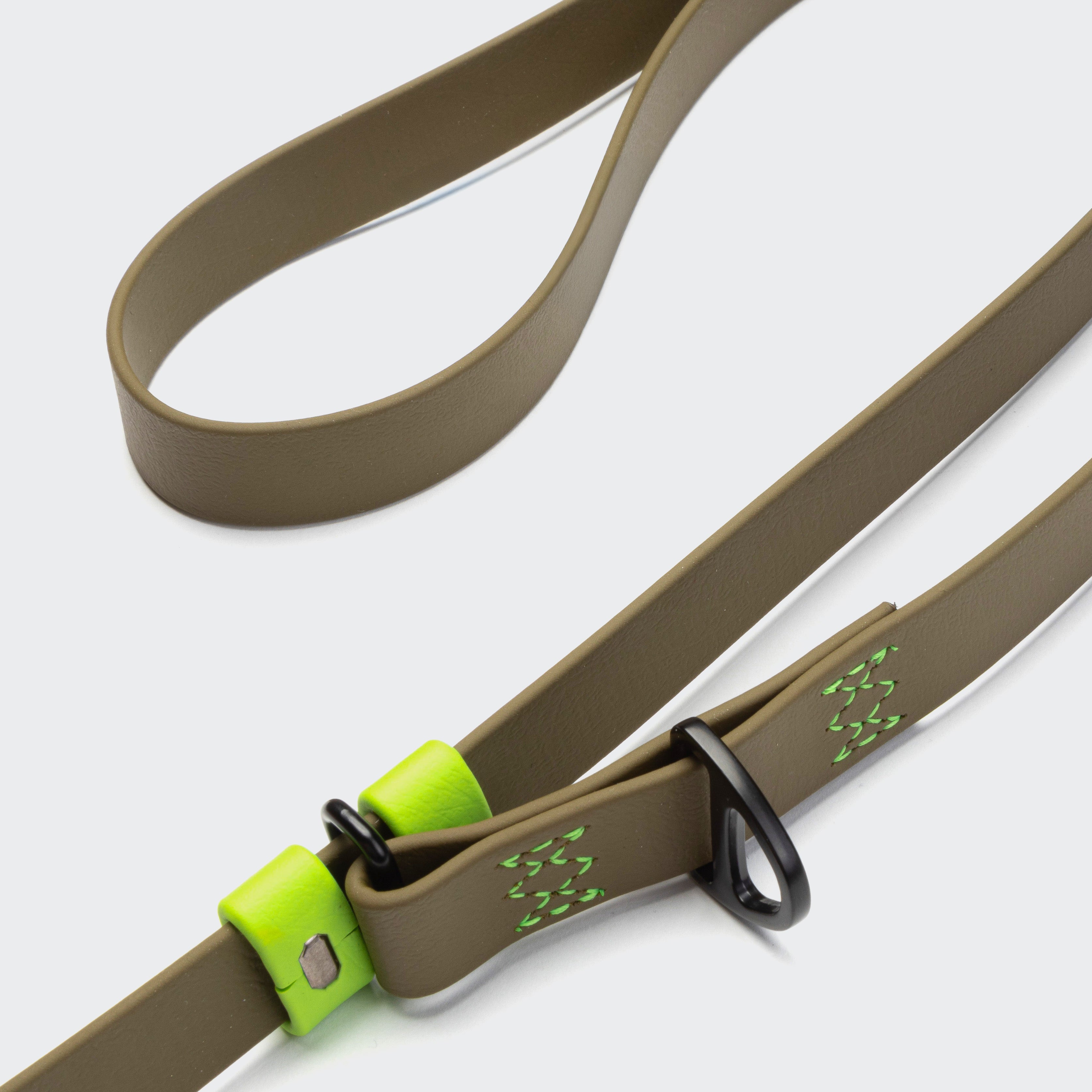 Cloud7: Hands Free Dog Leash BioThane Ipanema, Olive-Neon Green