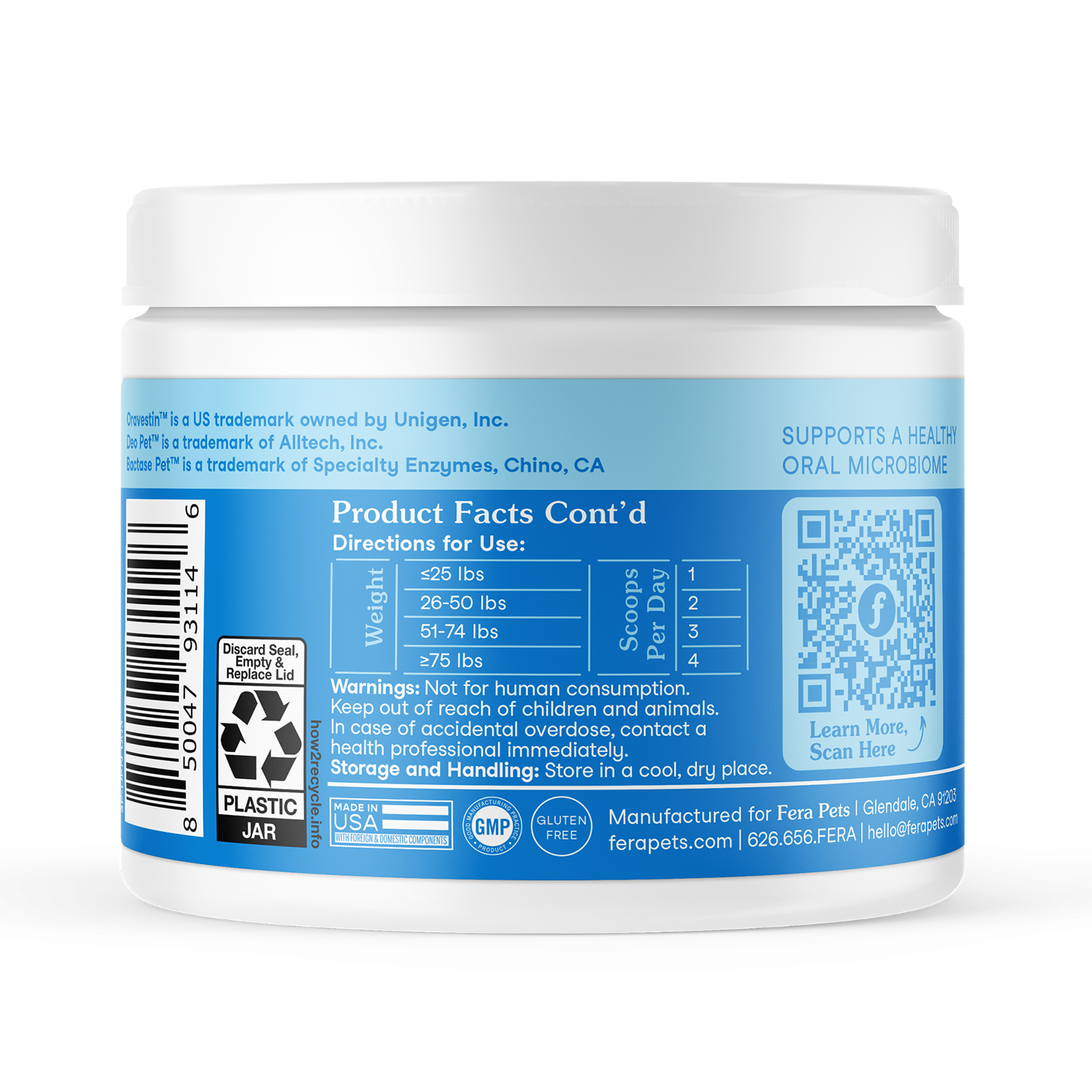 Fera Pet Organics Dental Support powder for dogs and cats