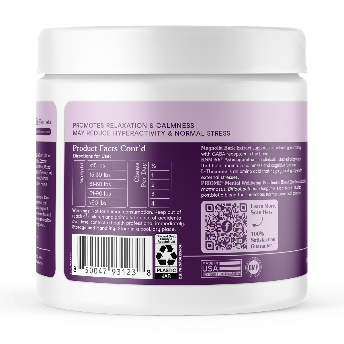 Fera Pets Organic Calming tasty chamomile and ashwagandha soft chews for dog anxiety relief