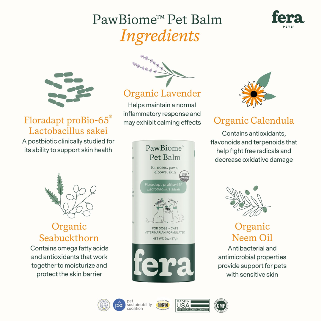 Fera Pet USDA Organic PawBiome Balm for Dogs & Cats | Skin & Paw Care