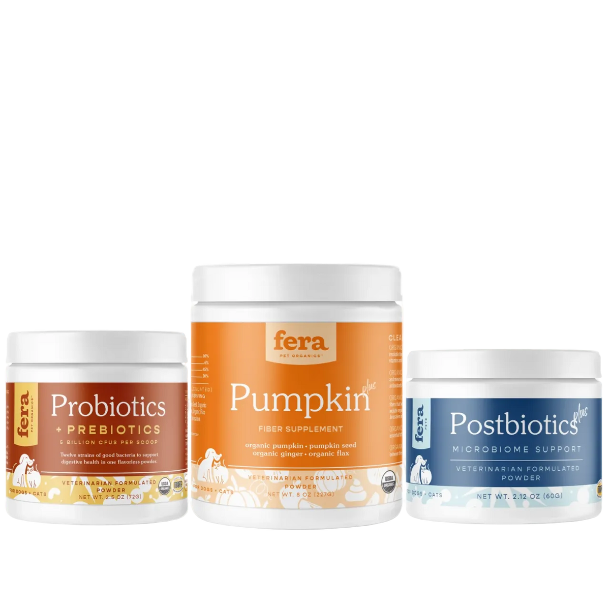 Fera Pet Organics Dog and Cat Supplement, Happy Gut Bundle