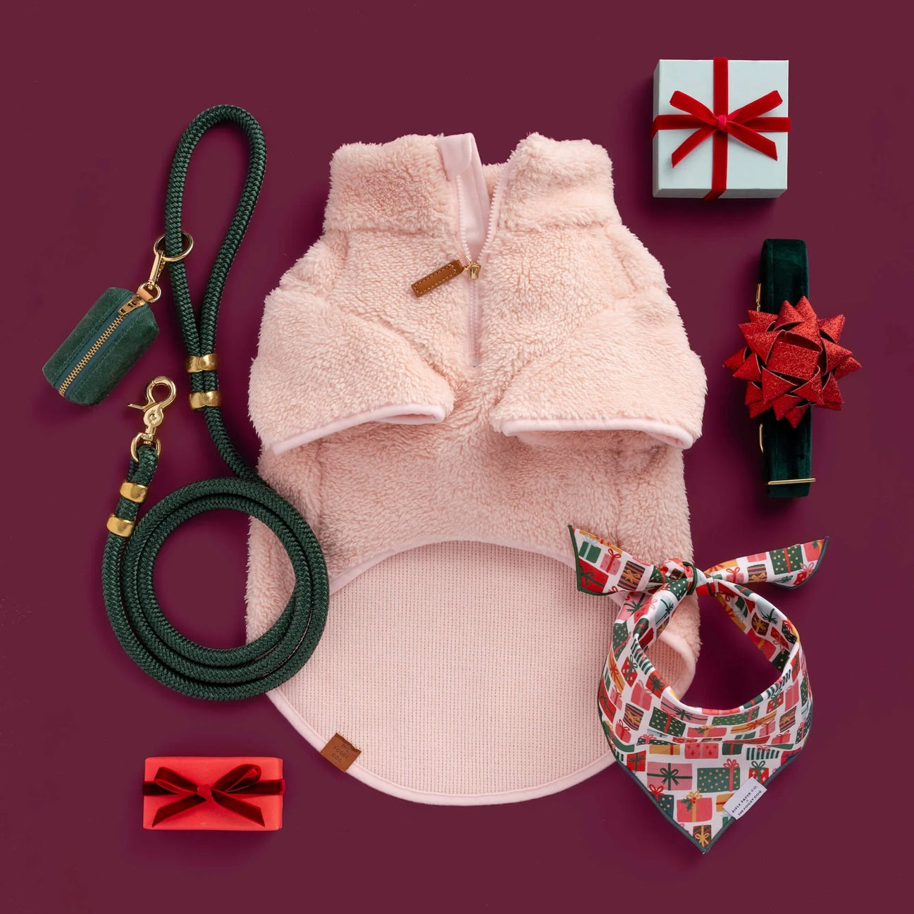 Dog Collar Attachment: Red Gift Bow