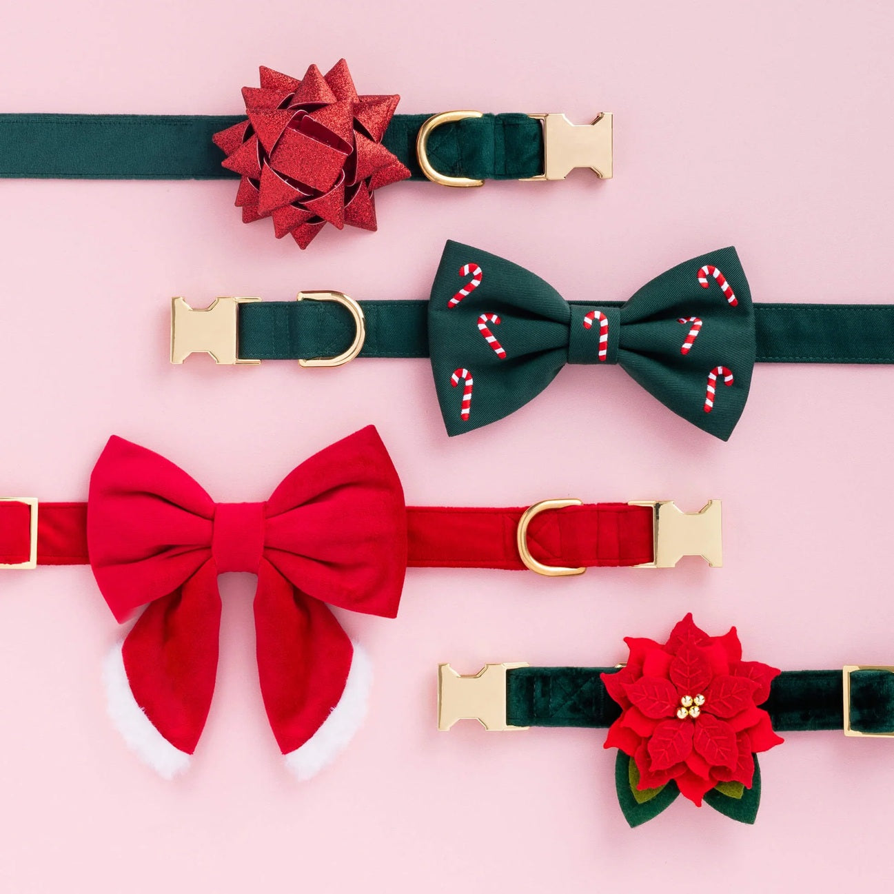 Dog Collar Attachment: Red Gift Bow