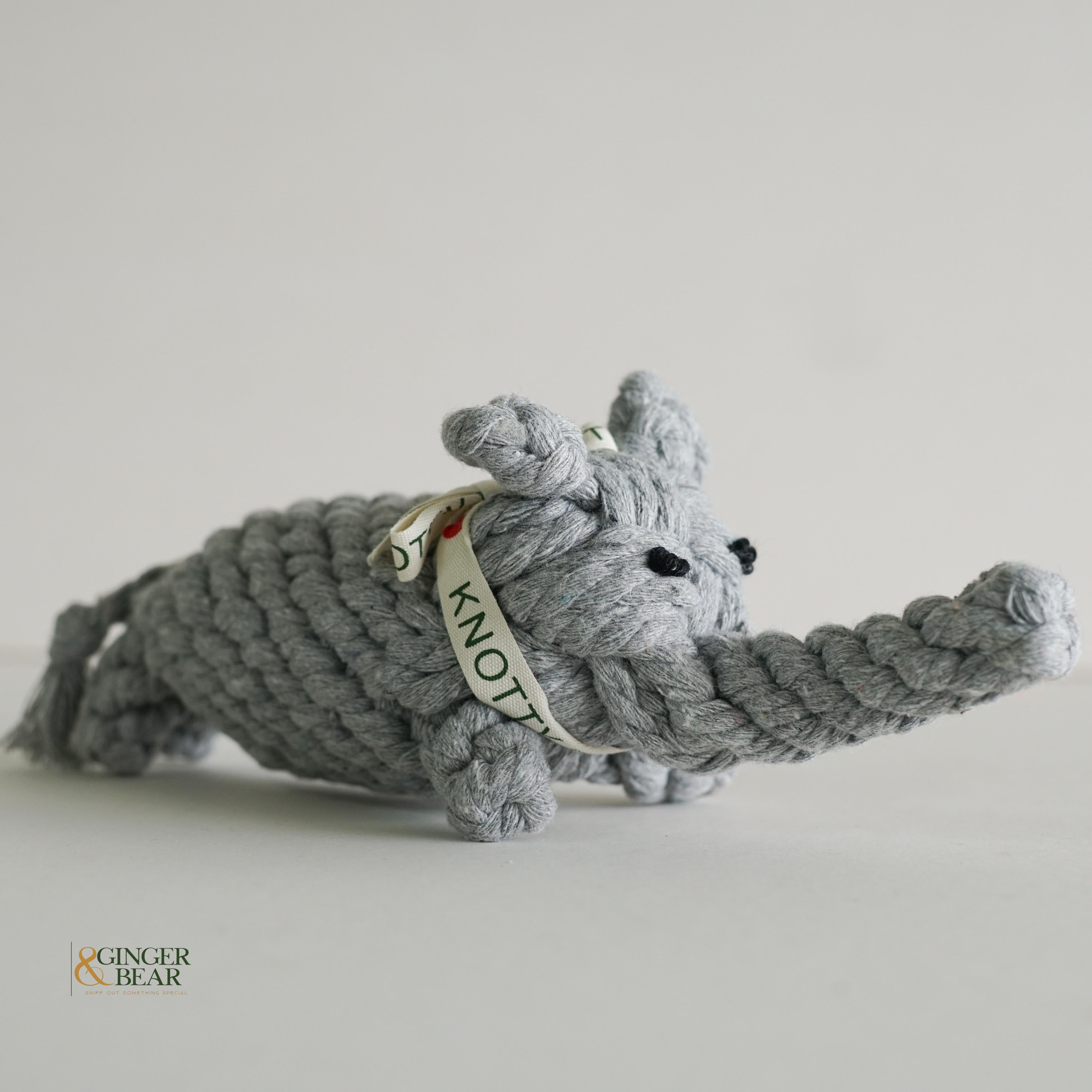 Knotty Interactive Upcycled Cotton Rope Dog Toy, Ella the Elephant
