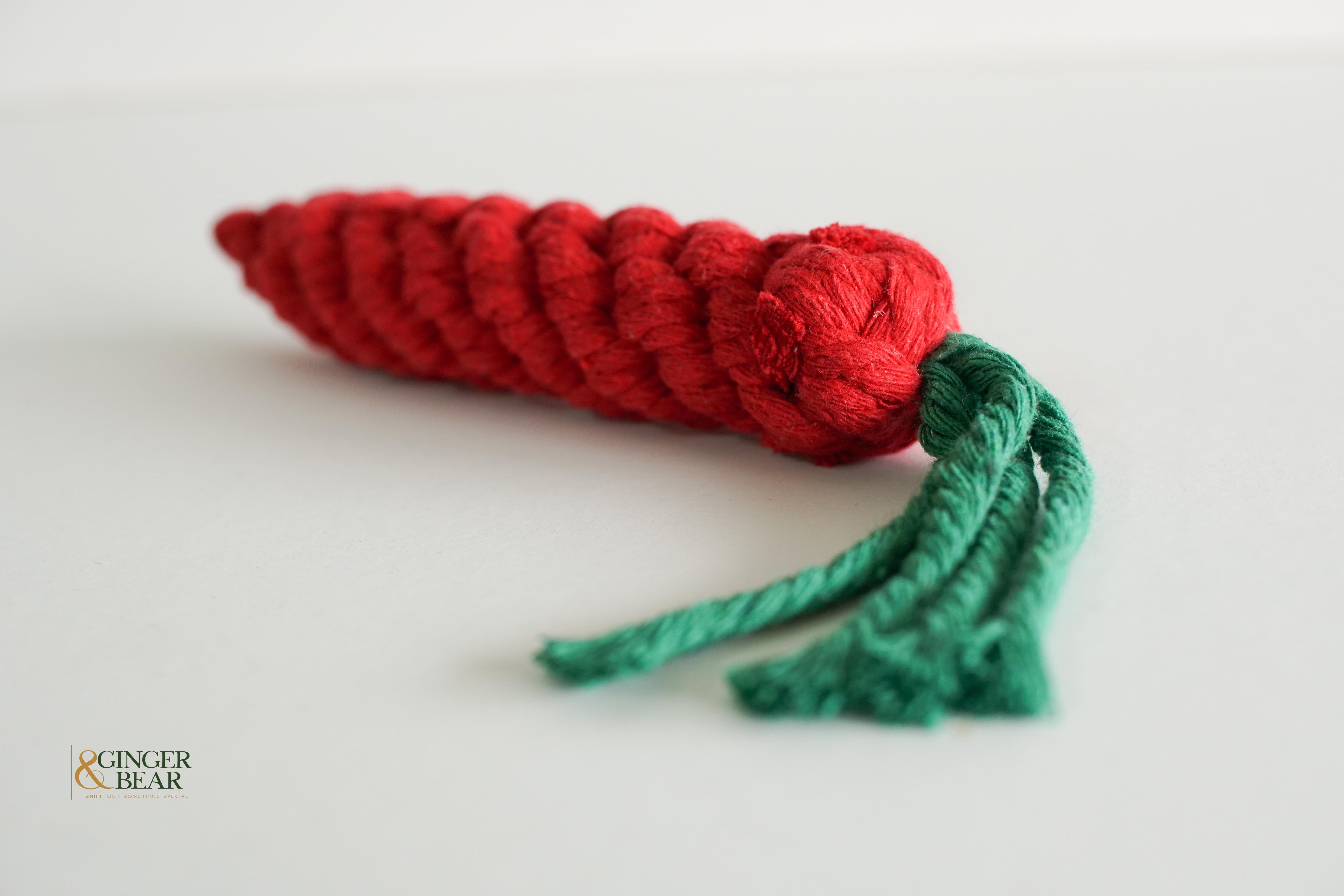 Knotty Interactive Upcycled Cotton Rope Dog Toy, Carrot