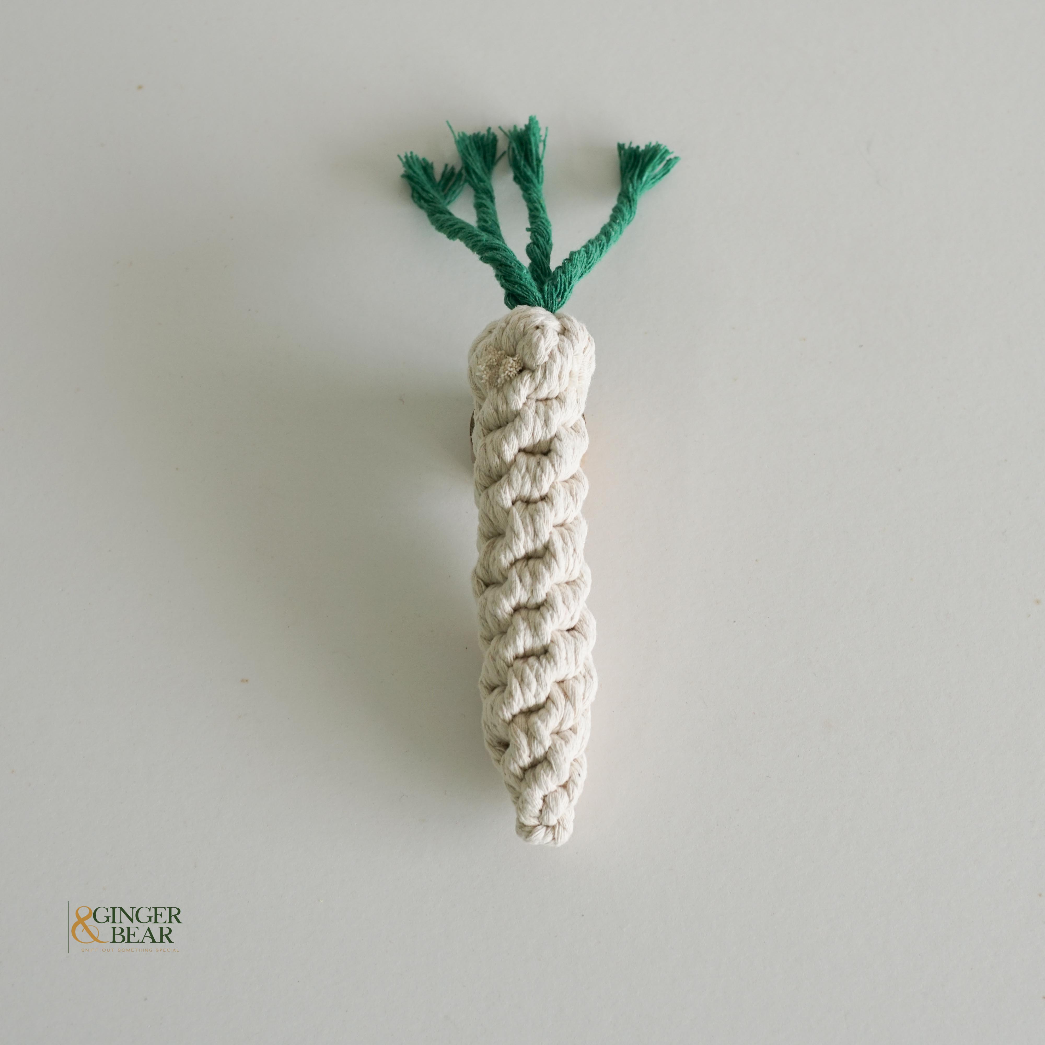 Knotty Interactive Upcycled Cotton Rope Dog Toy, Carrot