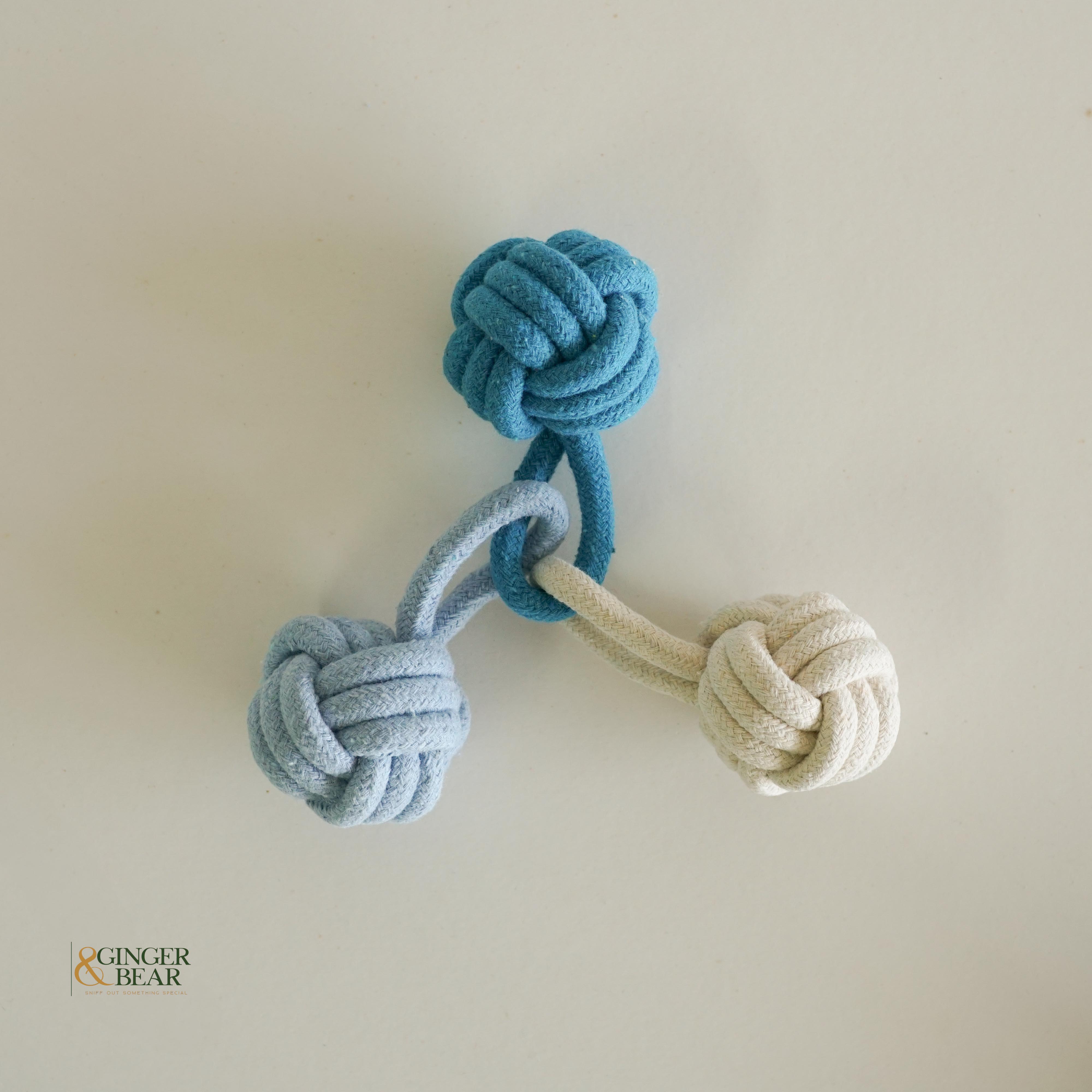 Knotty Interactive Upcycled Cotton Rope Tug Toy Set, Sky and Cloud