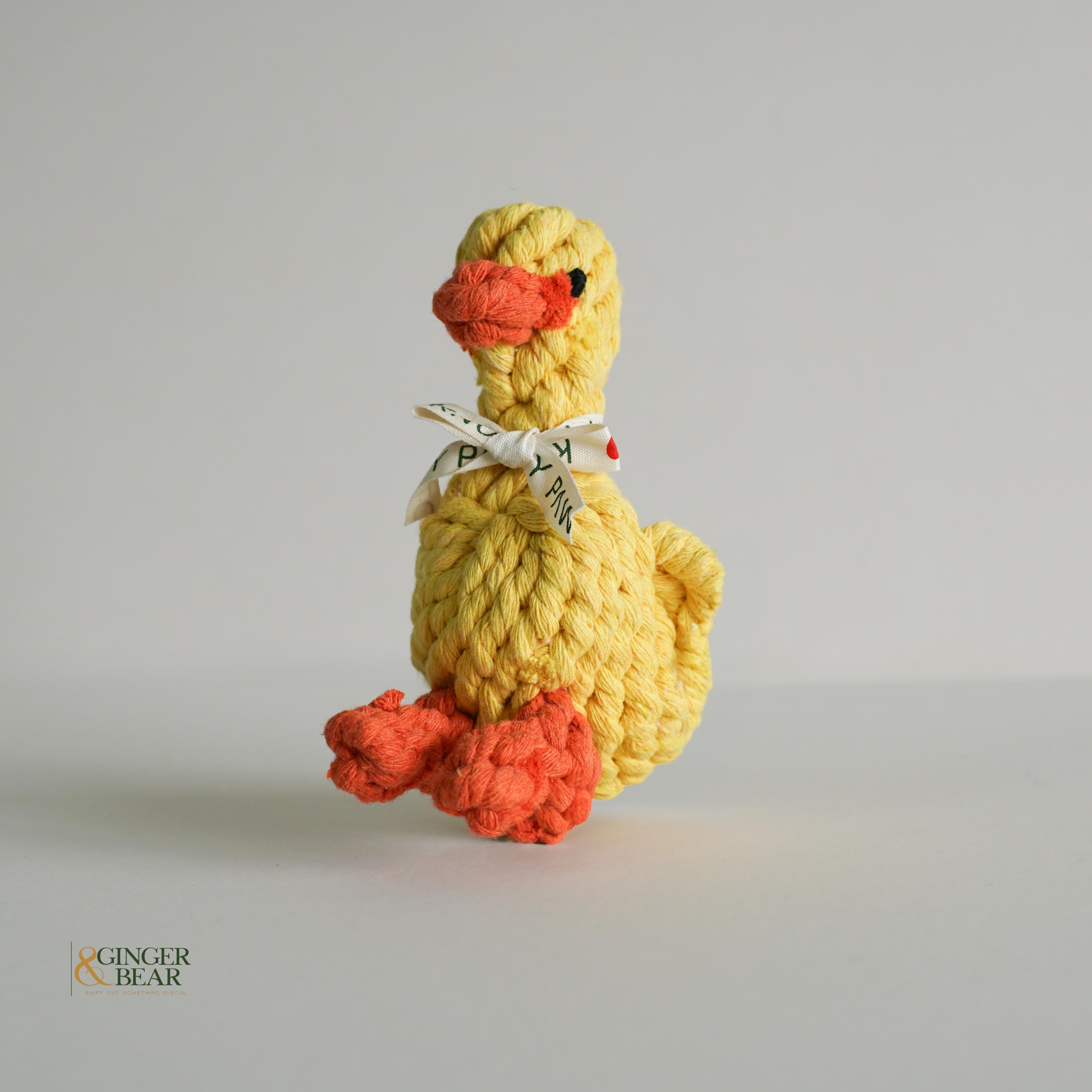 Knotty Interactive Upcycled Cotton Rope Dog Toy, Sunny the Yellow Duck
