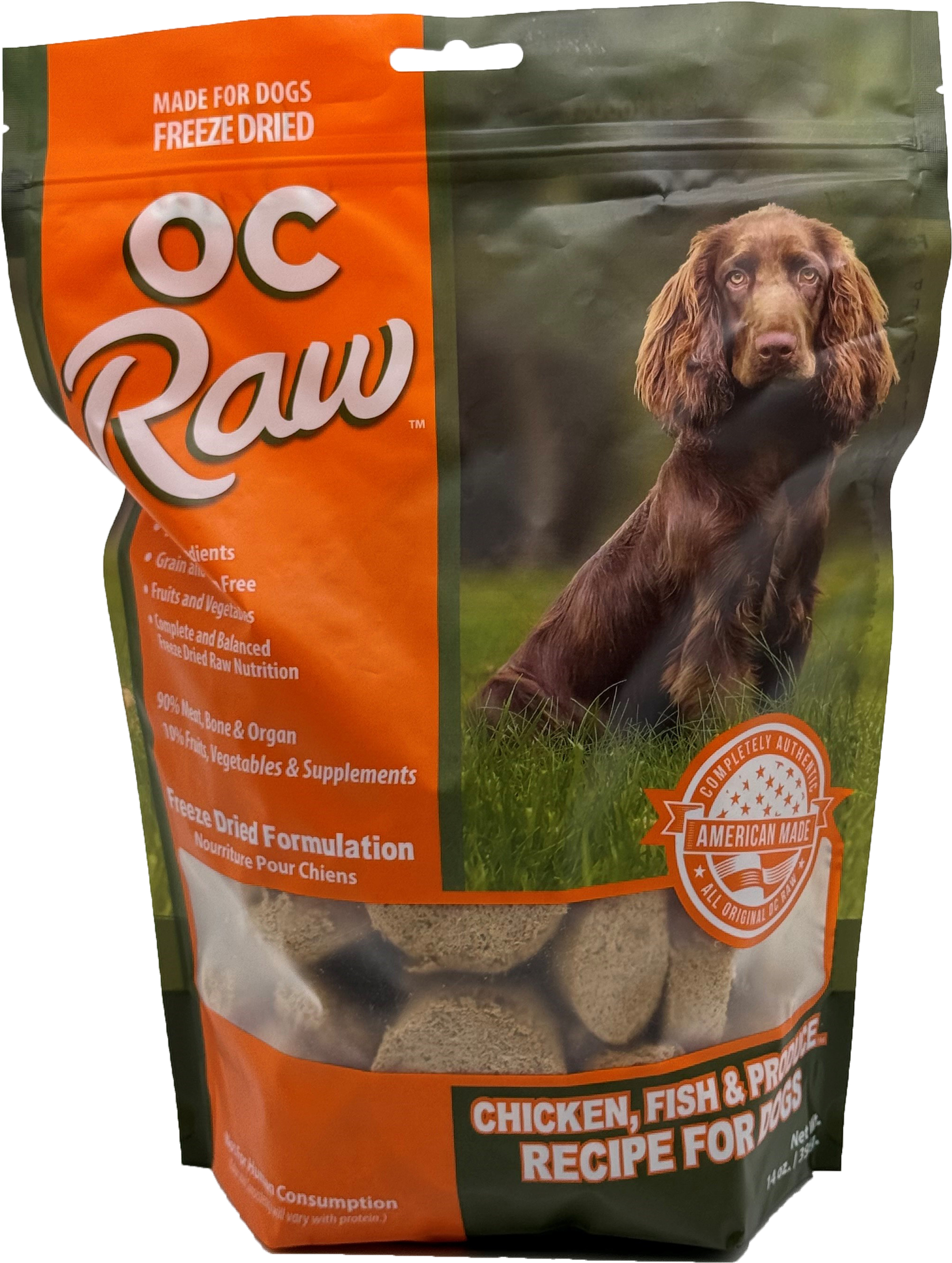 OC Raw Dog Food Freeze Dried Raw Chicken, Fish & Produce Sliders 14oz