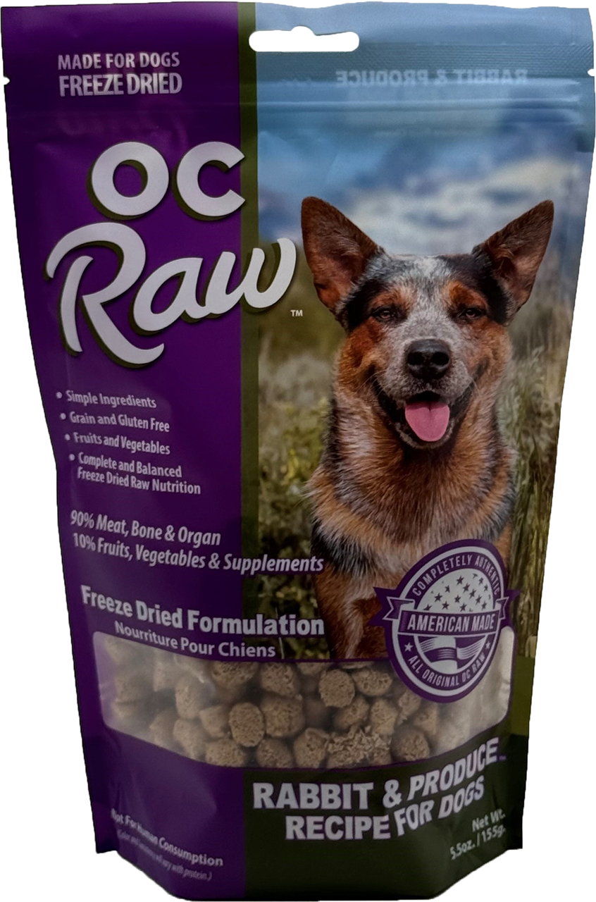 OC Raw Dog Food Freeze Dried Raw Rabbit & Produce Meaty Rox 5.5oz