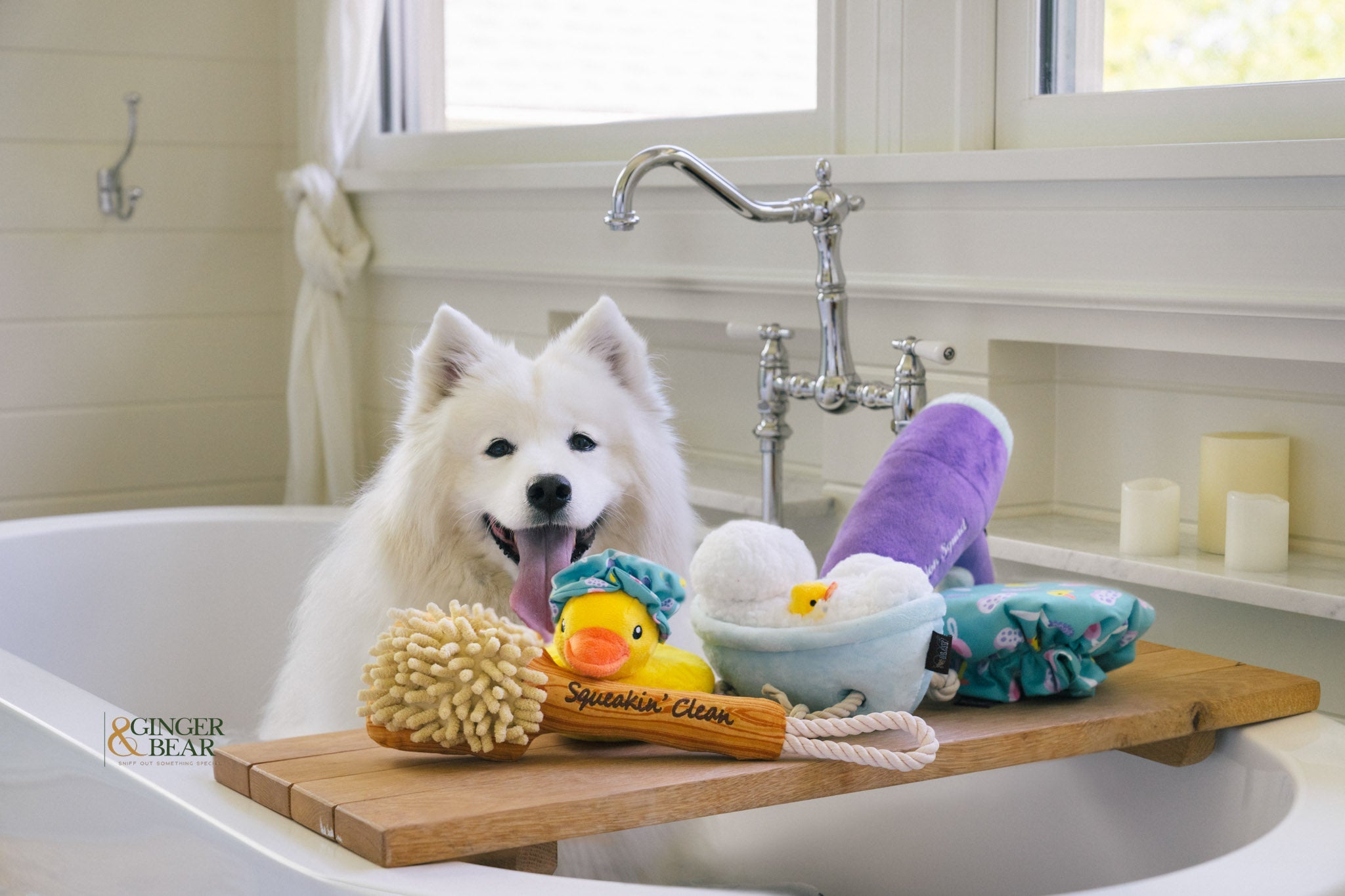 P.L.A.Y. Splish Splash Squeaky Plush Dog toys, Howlin' Hair Dryer