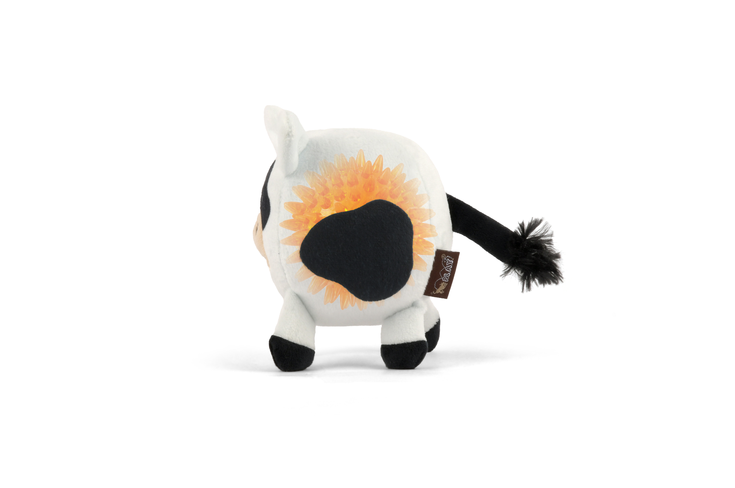 P.L.A.Y. Barnyard Buddies Squeaky Plush Dog Toy, Cole the Cow