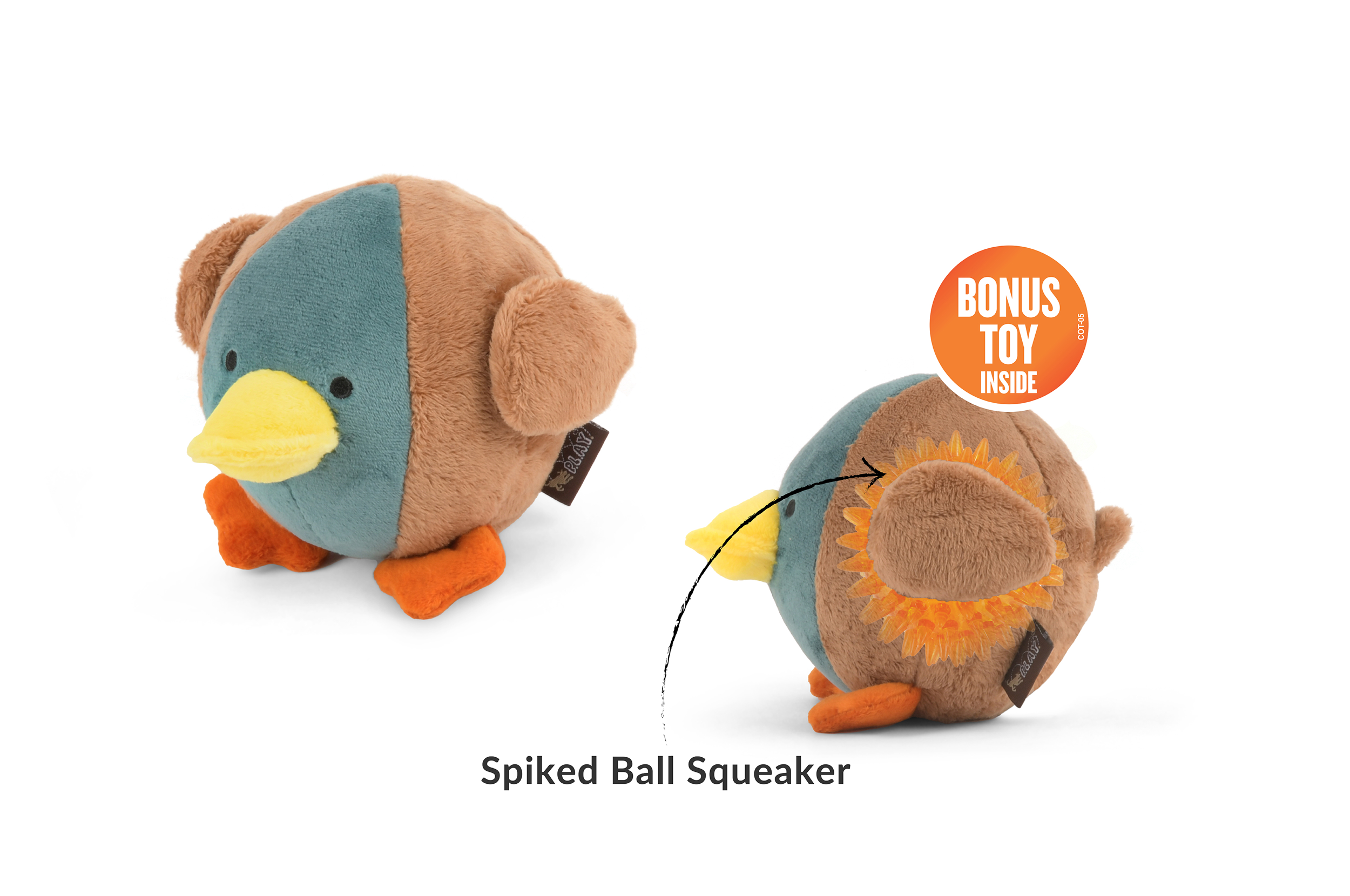 P.L.A.Y. Barnyard Buddies Squeaky Plush Dog Toy, Dana the Duck