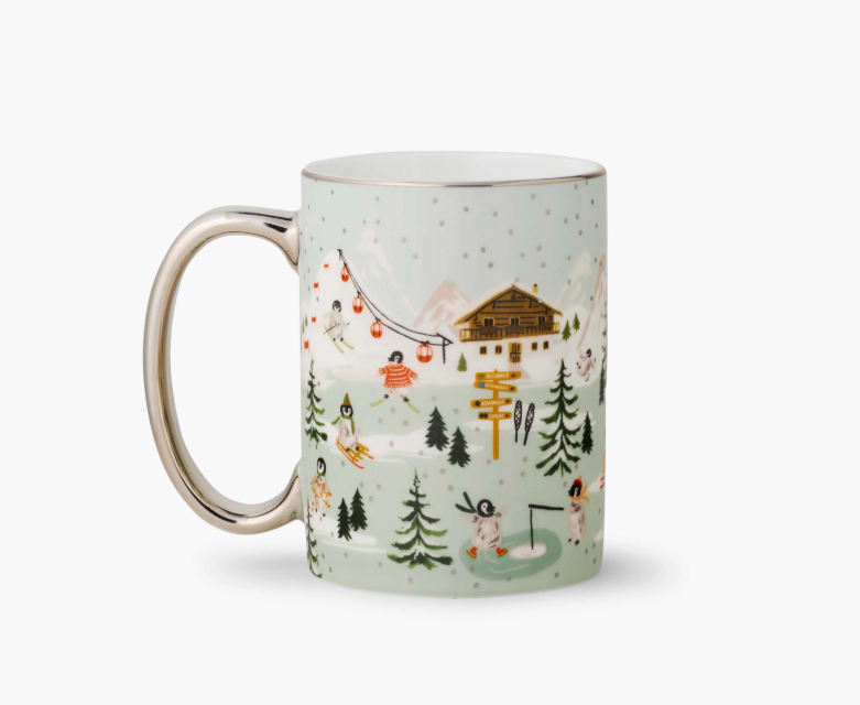 Rifle Paper Co Holiday Porcelain Mug: Penguin Village