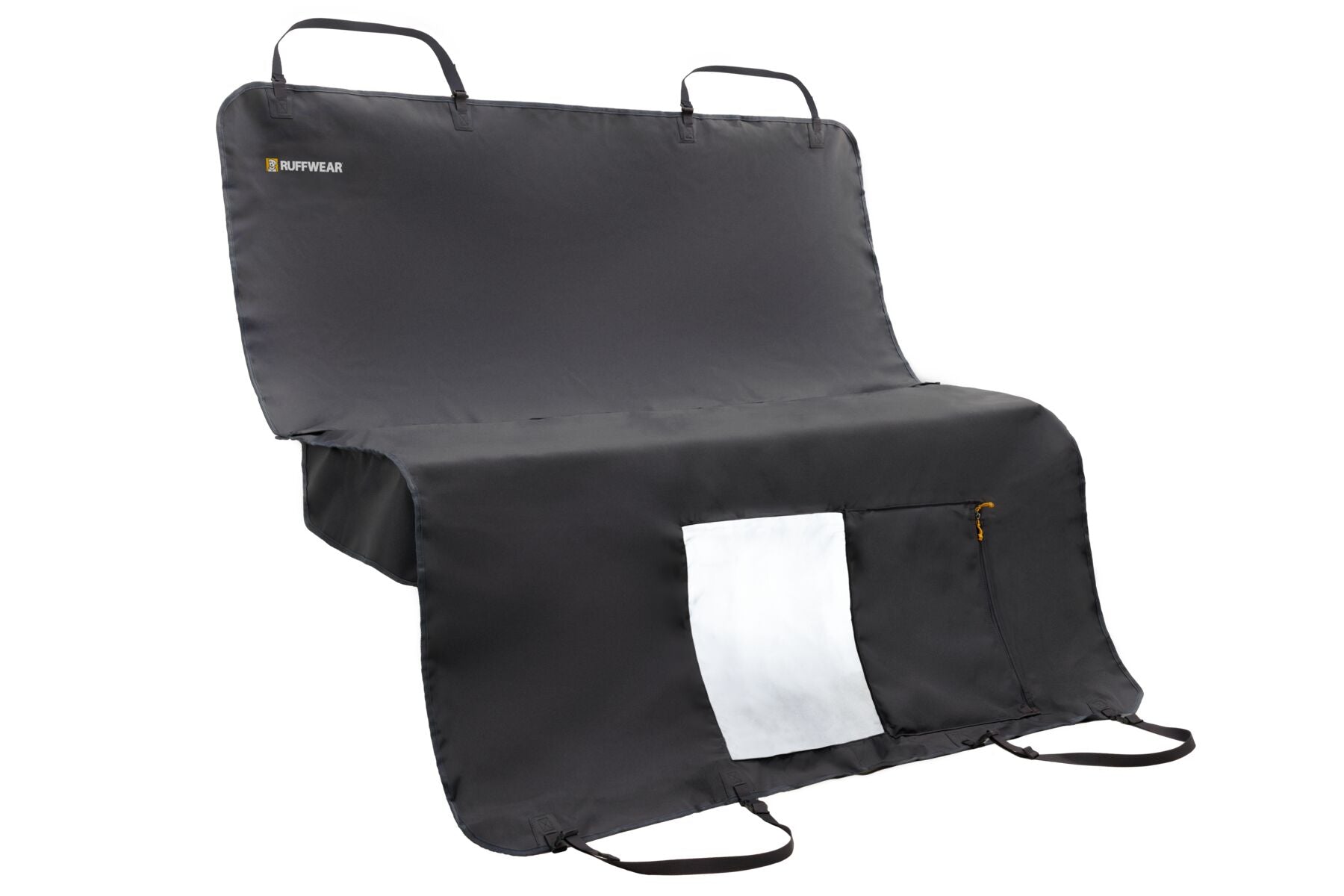 Ruffwear Dirtbag dog car seat cover keeping the backseat safe from wet fur and messy paws