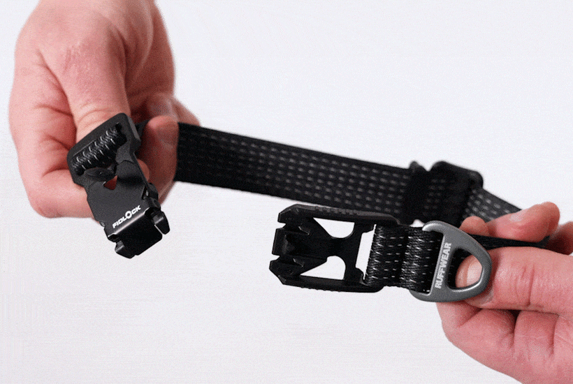 Ruffwear Ridgeline Dog Collar in Obsidian Black with reflective webbing and durable aluminum V-ring leash attachment