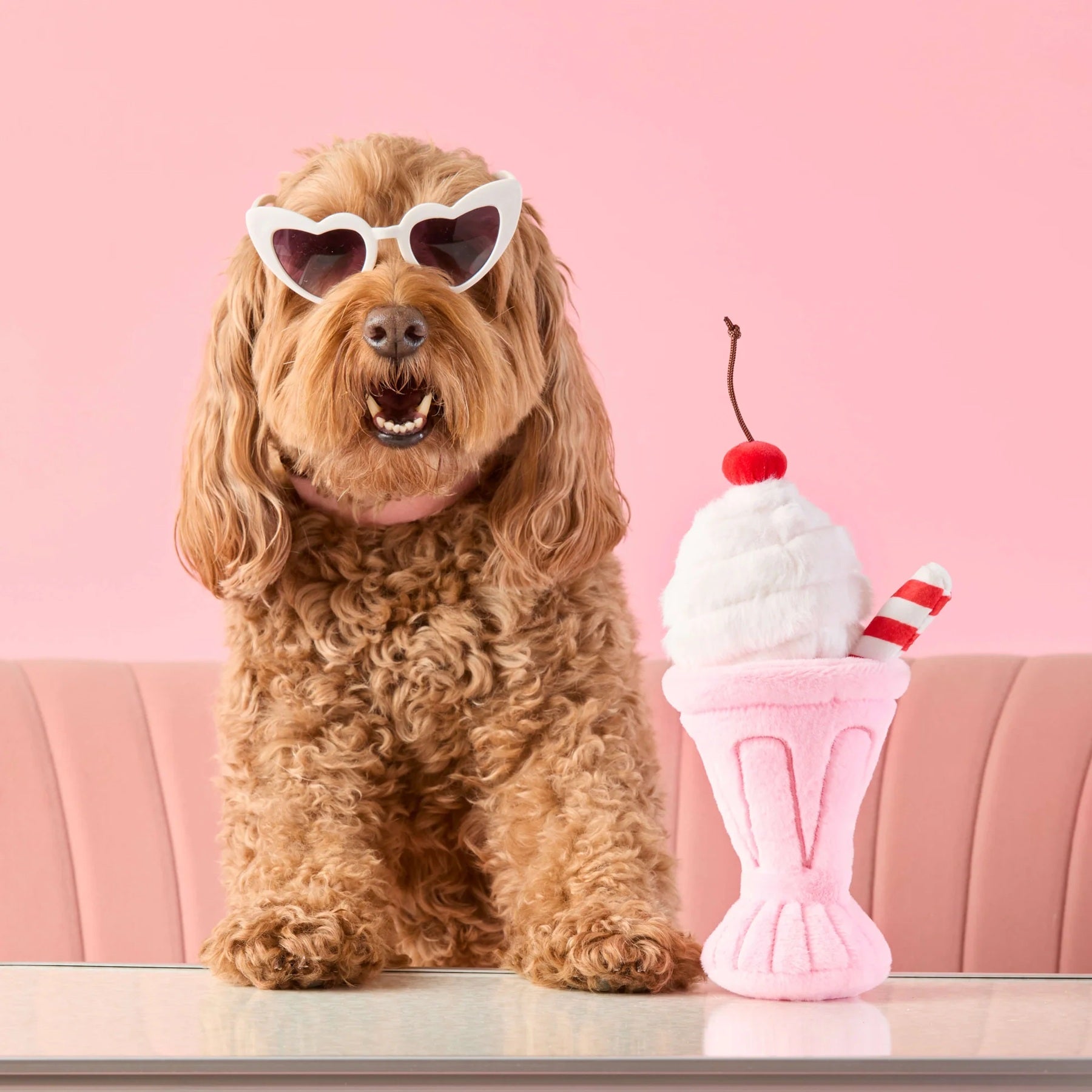 Squeaky Plush Interactive Snuffle Dog Toy, Strawberry Milkshake