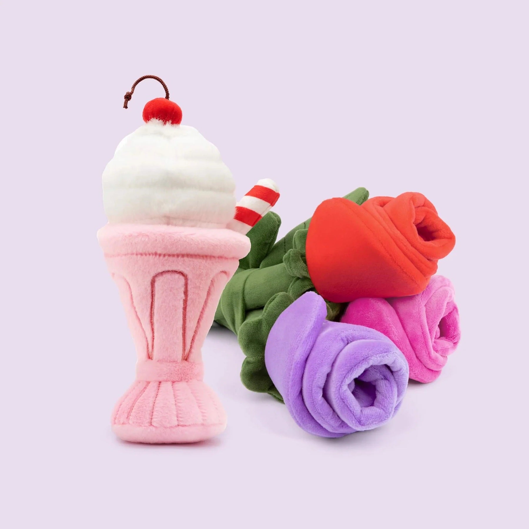 Squeaky Plush Interactive Snuffle Dog Toy, Strawberry Milkshake