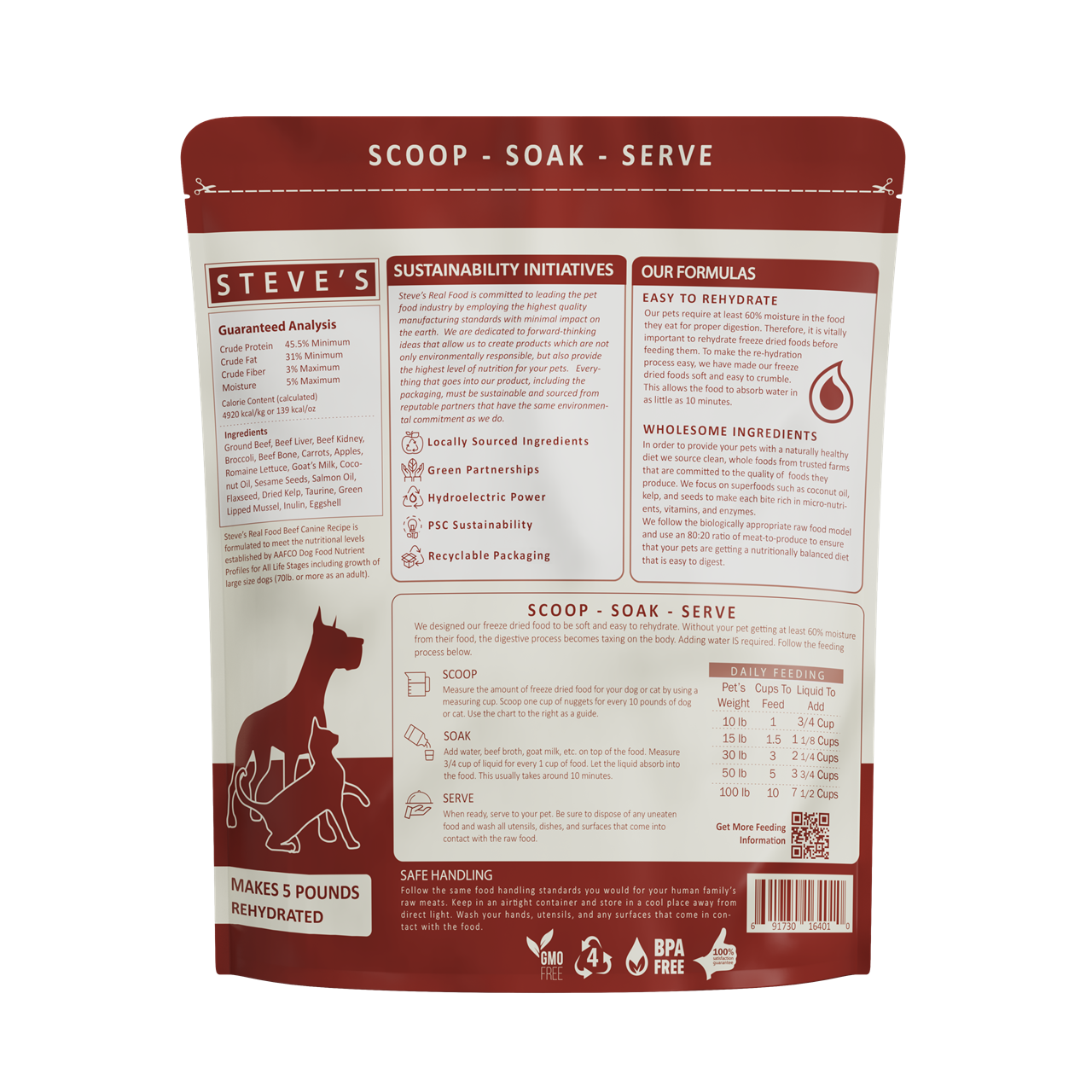 Steve's Real Food Freeze-Dried Raw Dog Food, Beef Recipe