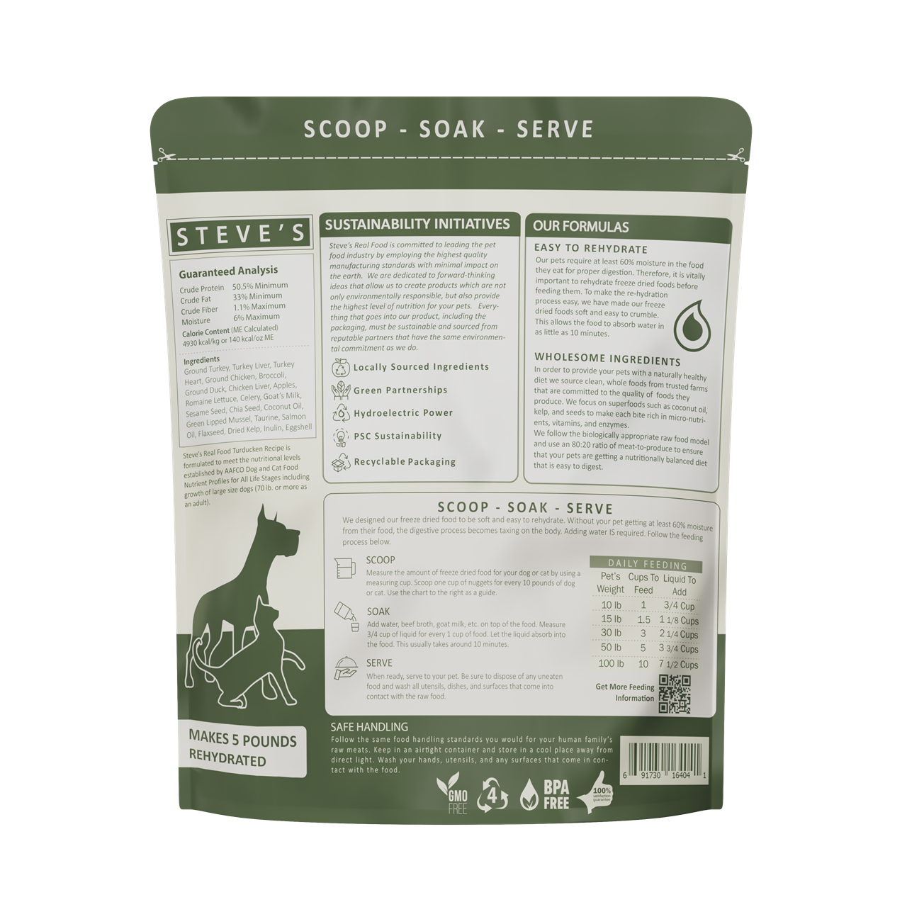 Steve's Real Food Freeze-Dried Raw Dog Food, Turducken Recipe