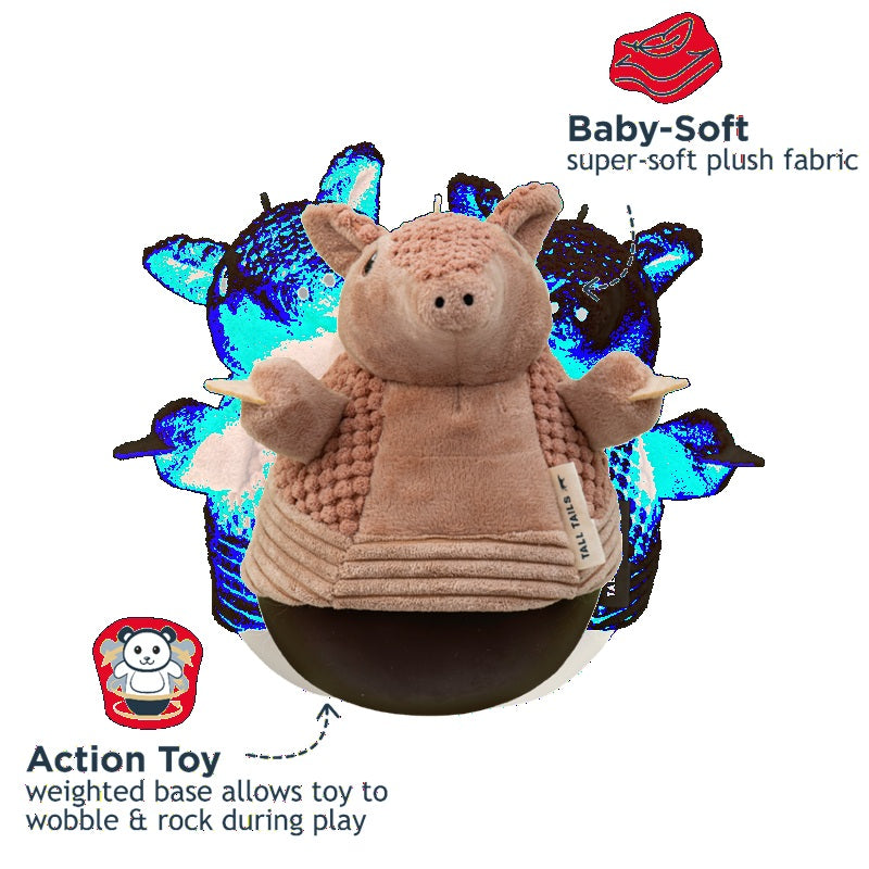 Tall Tails Roly Poly Armadillo | Squeaky Wobble Plush Dog Toy