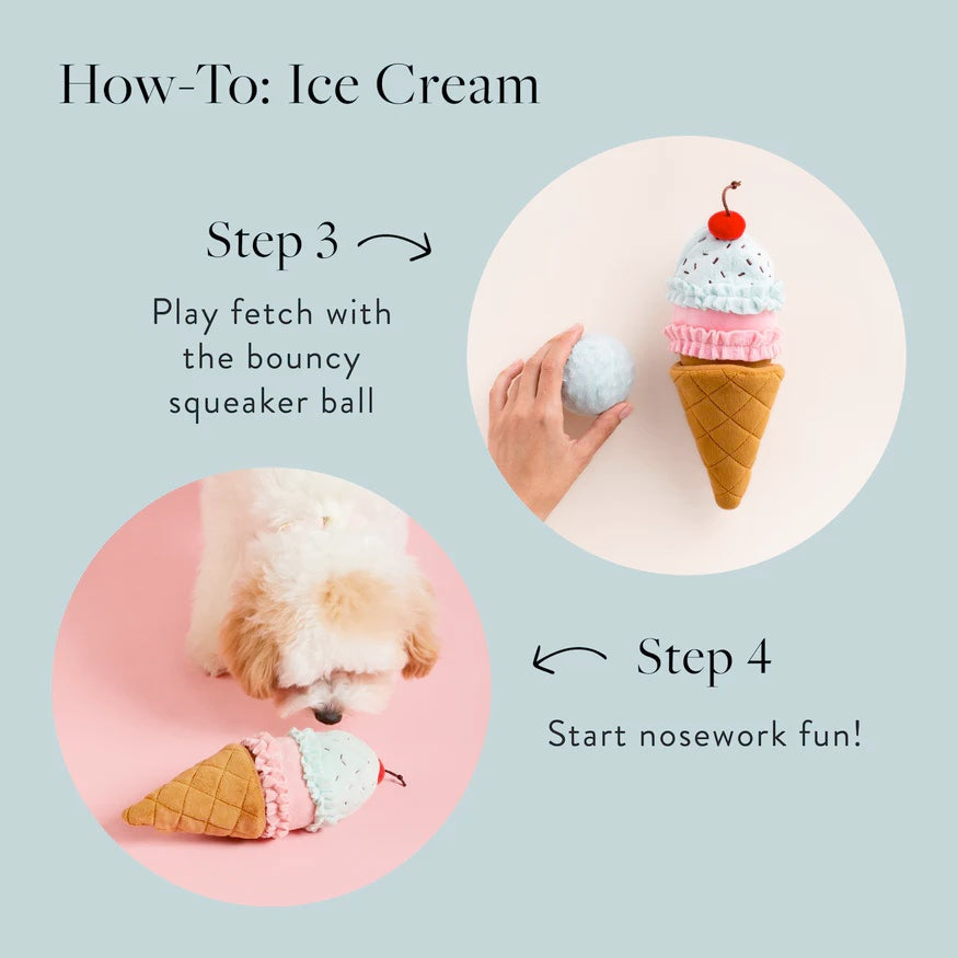 Squeaky Plush Interactive Snuffle Dog toys, Ice Cream