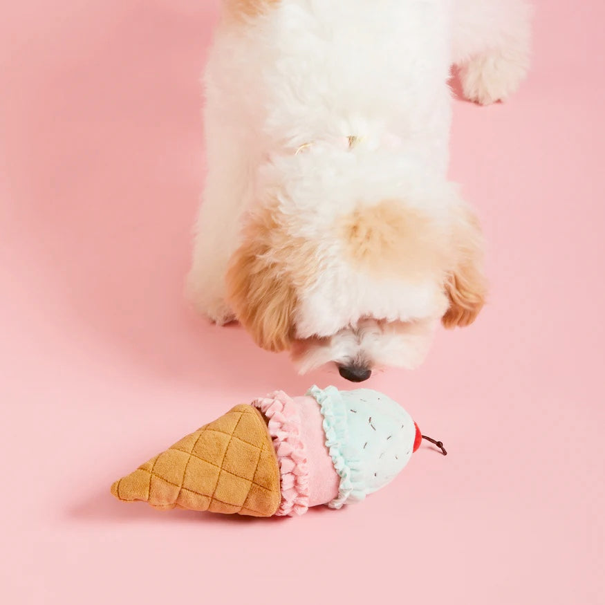Squeaky Plush Interactive Snuffle Dog toys, Ice Cream