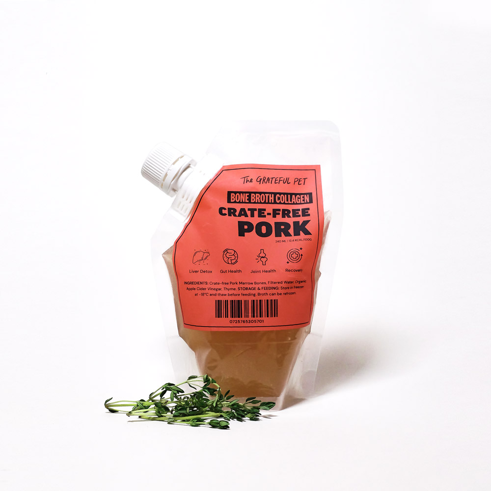 The Grateful Pet: Crate-free Pork Bone Broth Collagen for Dogs and Cats