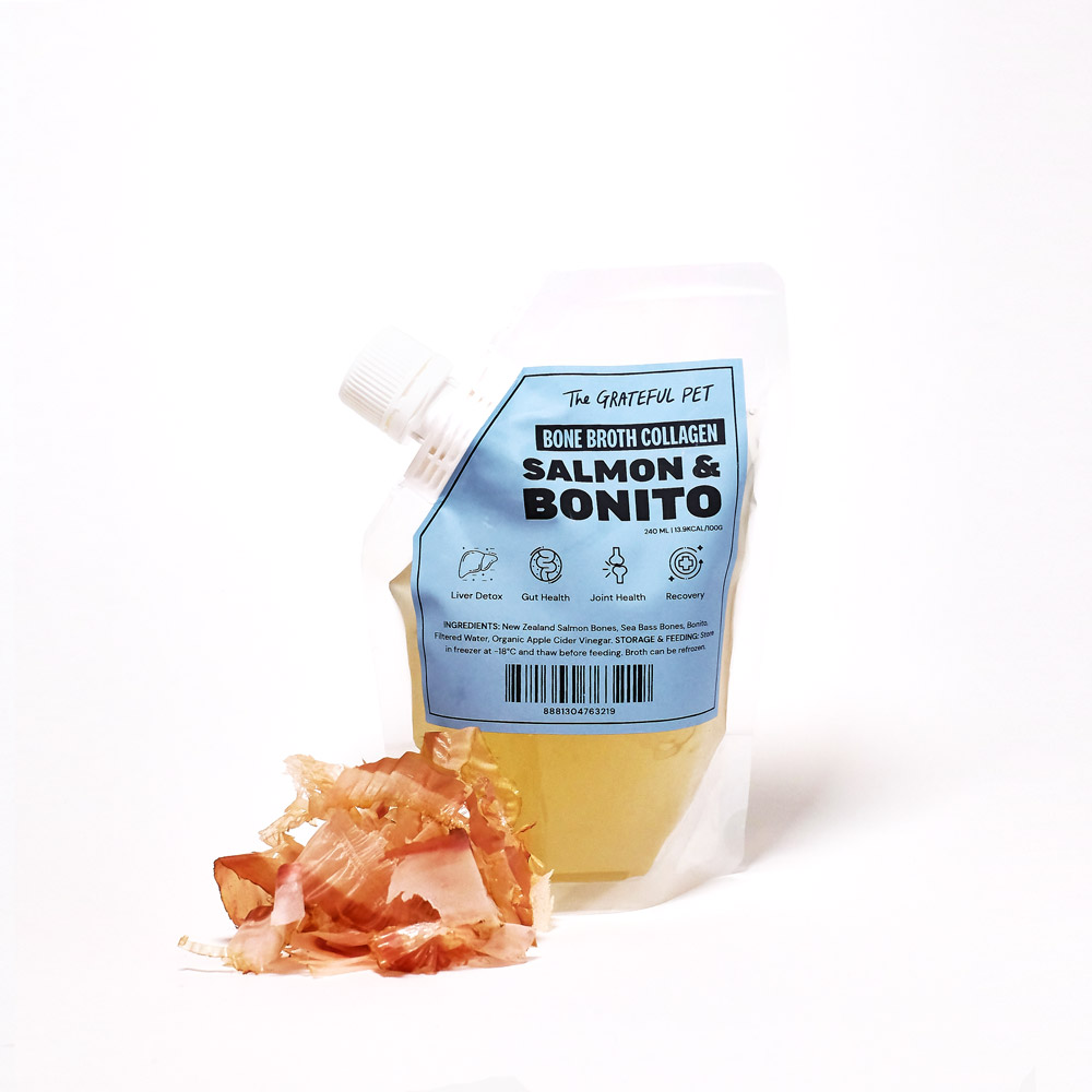 The Grateful Pet: Salmon & Bonito Bone Broth for Dogs and Cats