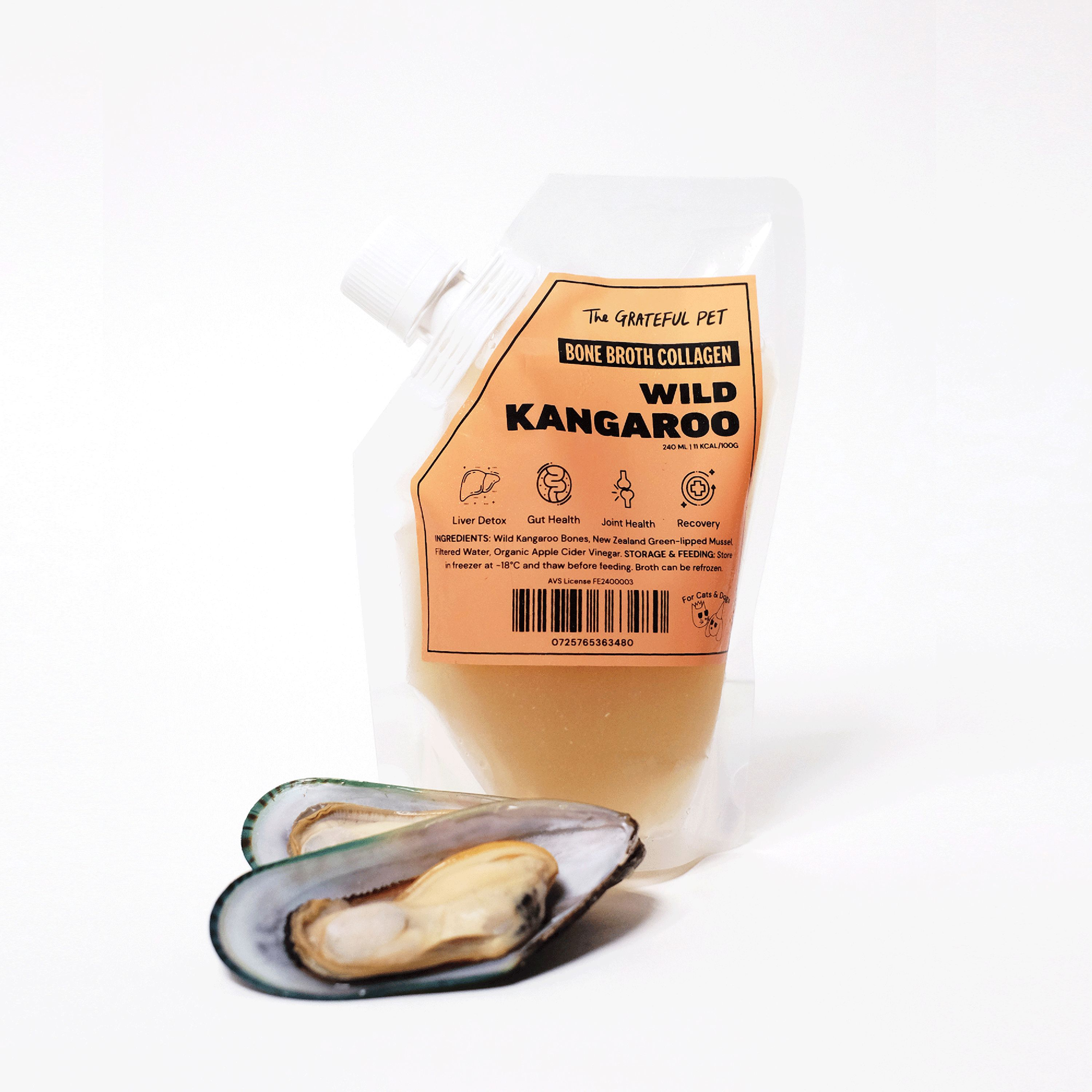 The Grateful Pet: Wild Kangaroo Bone Broth Collagen for Dogs and Cats