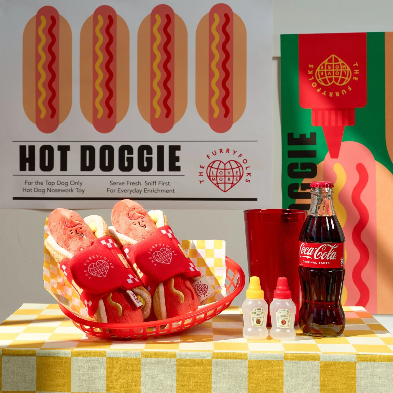 The Furryfolks Hot Doggie Dog Enrichment Toy | Squeaky Nosework Plush