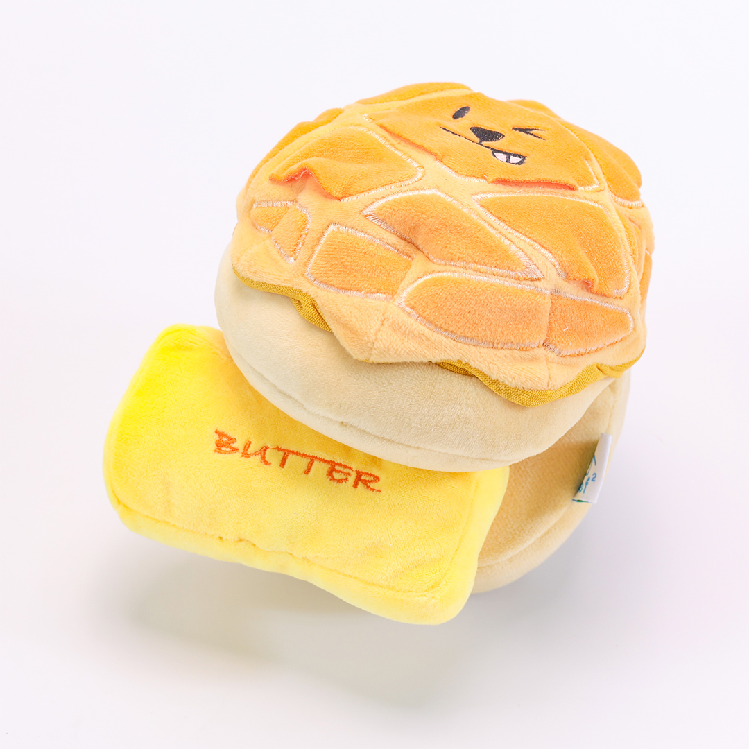 Woof² Buttered Pineapple Bun, Nosework Interactive Plush Dog Toy
