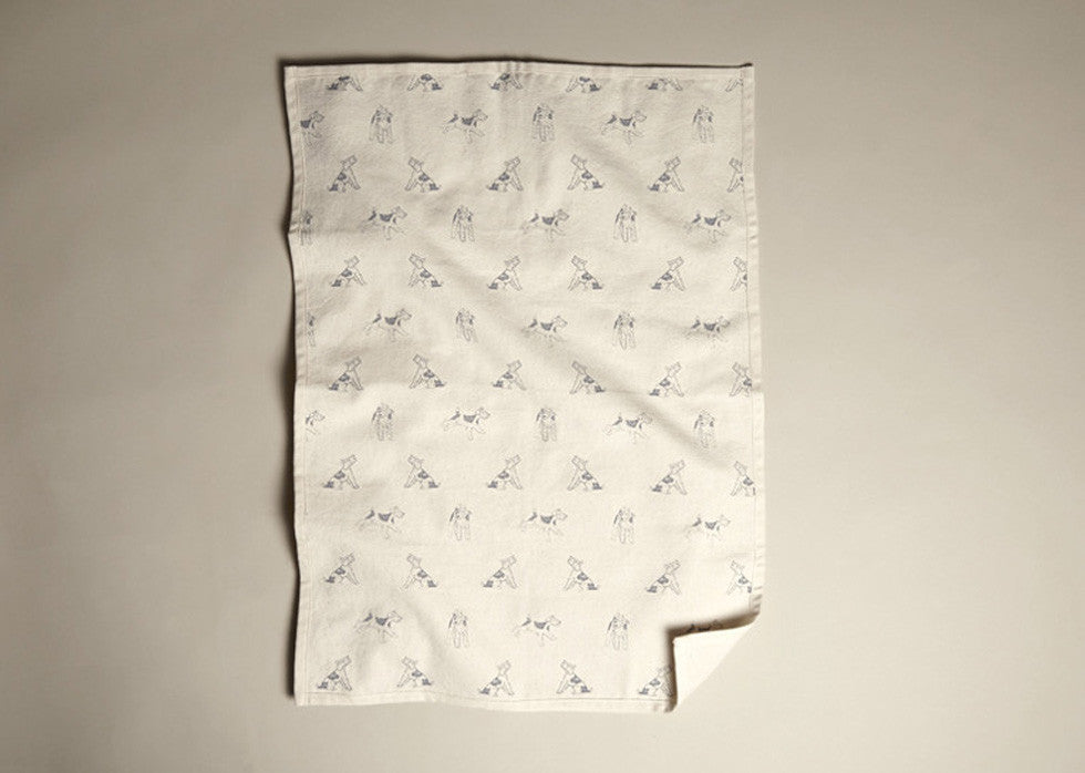 Tea towel and Wooden Spoon Gift Set: Blue Bertie print