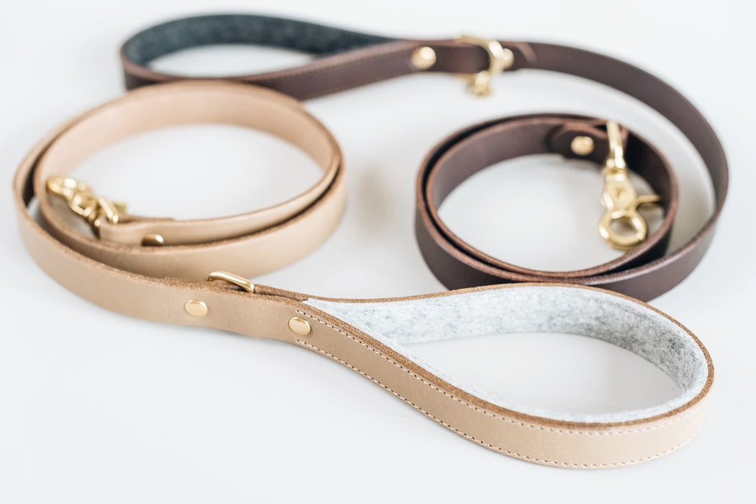 Band&Roll Hitch Leather Dog Leash Latte Brown Green Tan Black