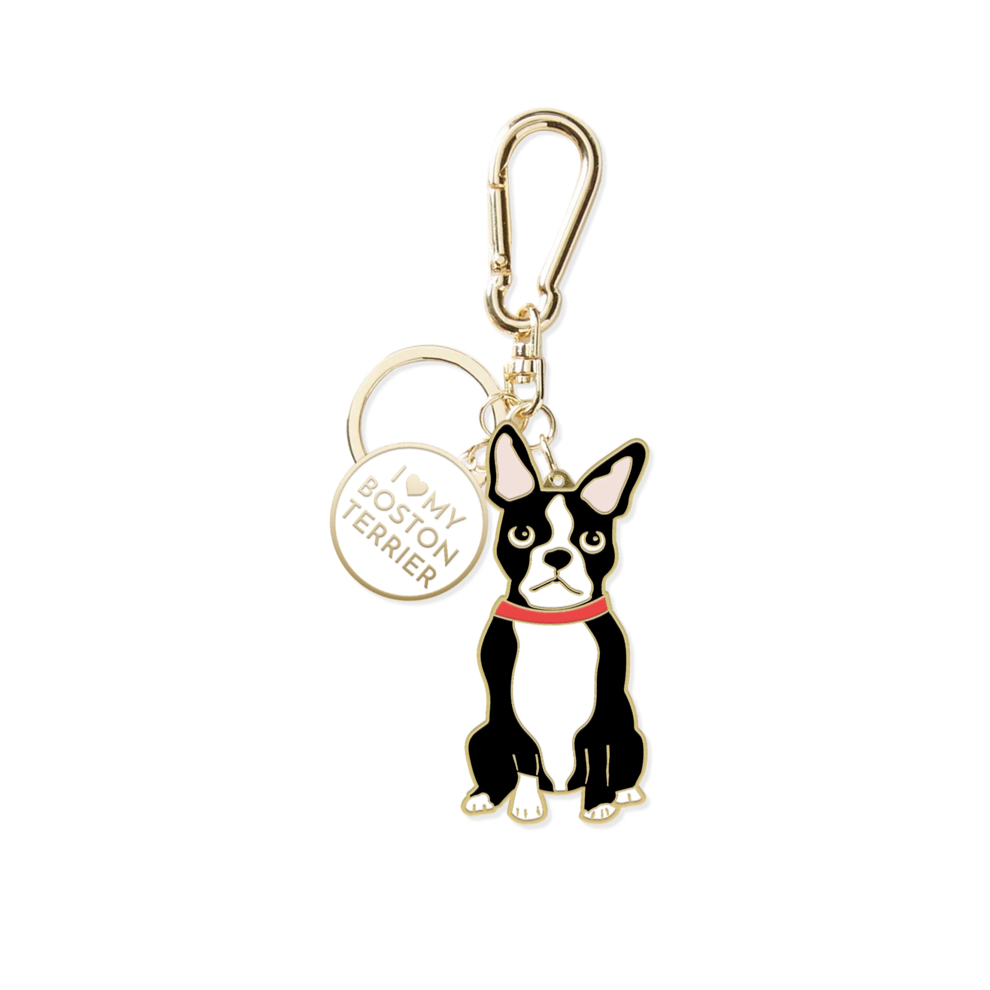 Pitbull Dog Key Chain Enamel Split Ring Caribiner