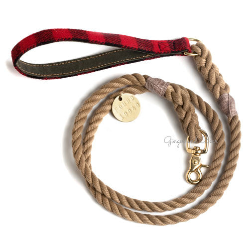Rope Leash, Buffalo Plaid Red