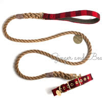 Rope Leash, Buffalo Plaid Red