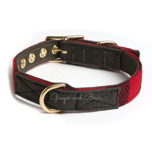 Cotton Canvas Collar, Buffalo Plaid Red