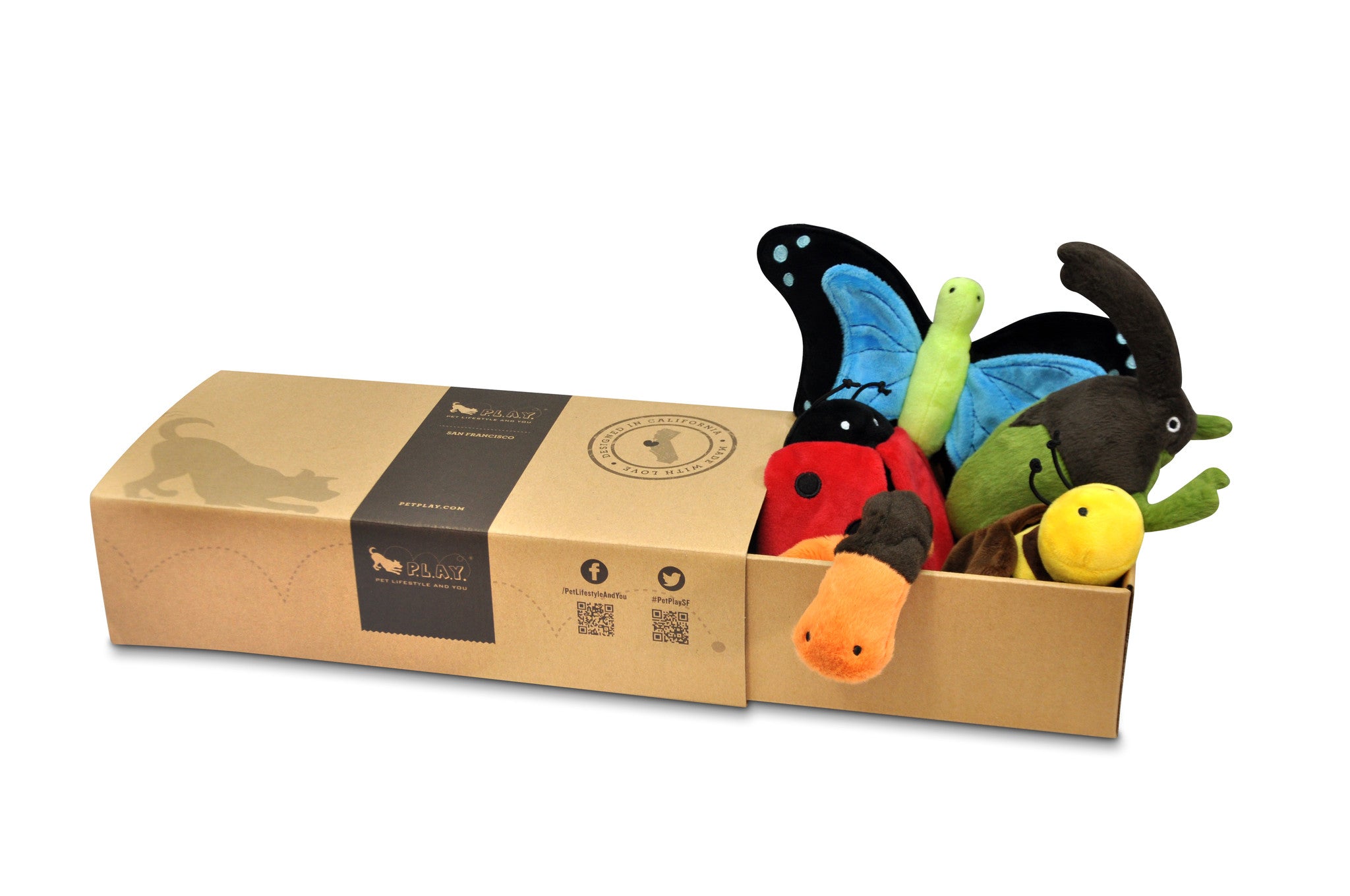 Bugging Out dog toys P.L.A.Y. Butterfly RhinoBeetle Worm Bee LadyBug