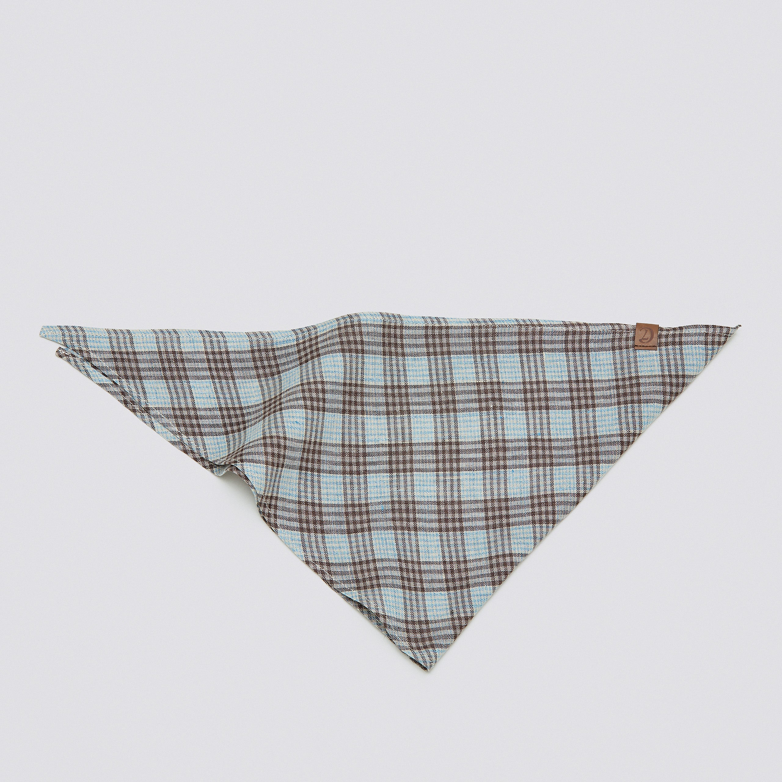 Cloud7 Dog Bandana Check Dark Brown with Cyan