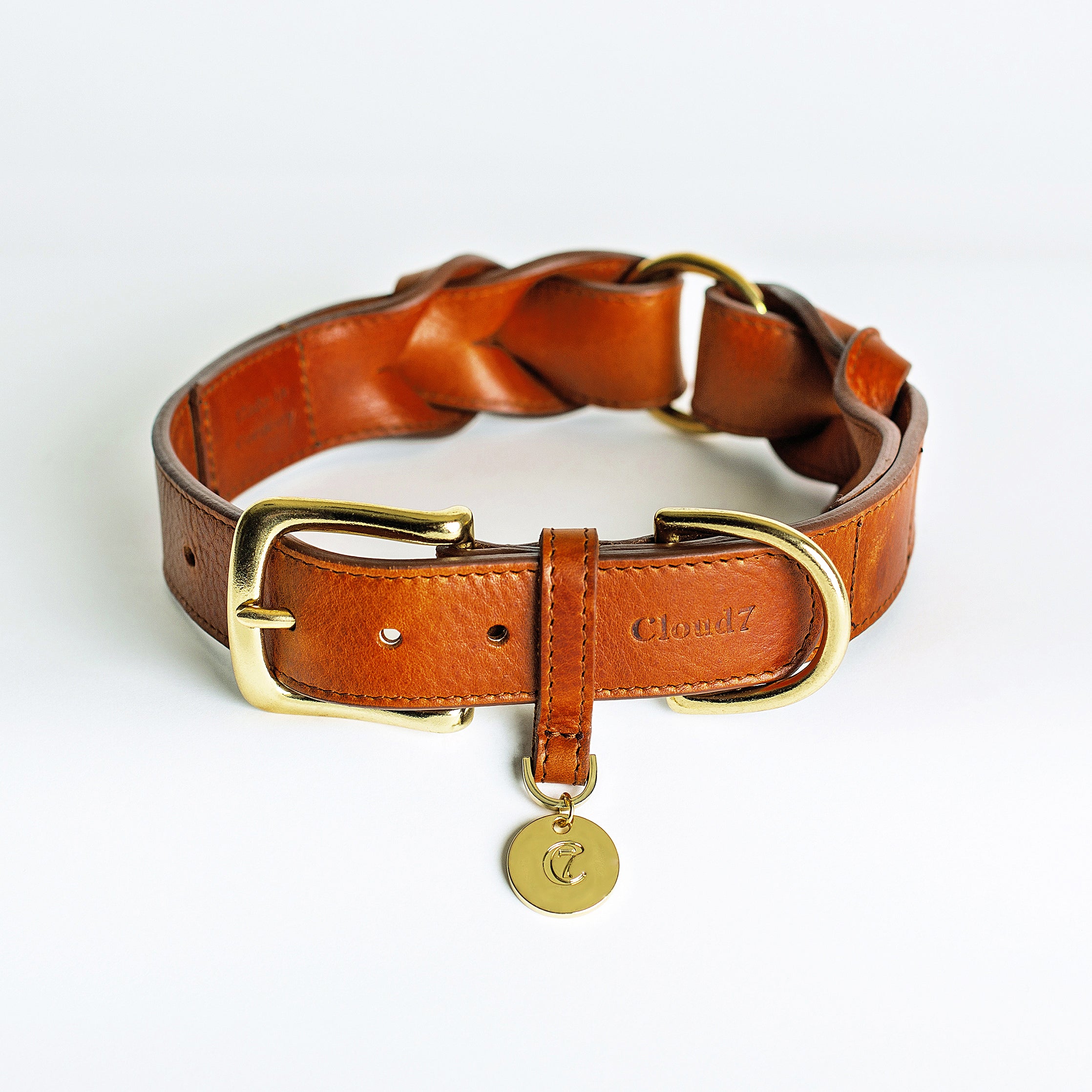 Cloud7 Dog Collar Hyde Park Cognac Leather