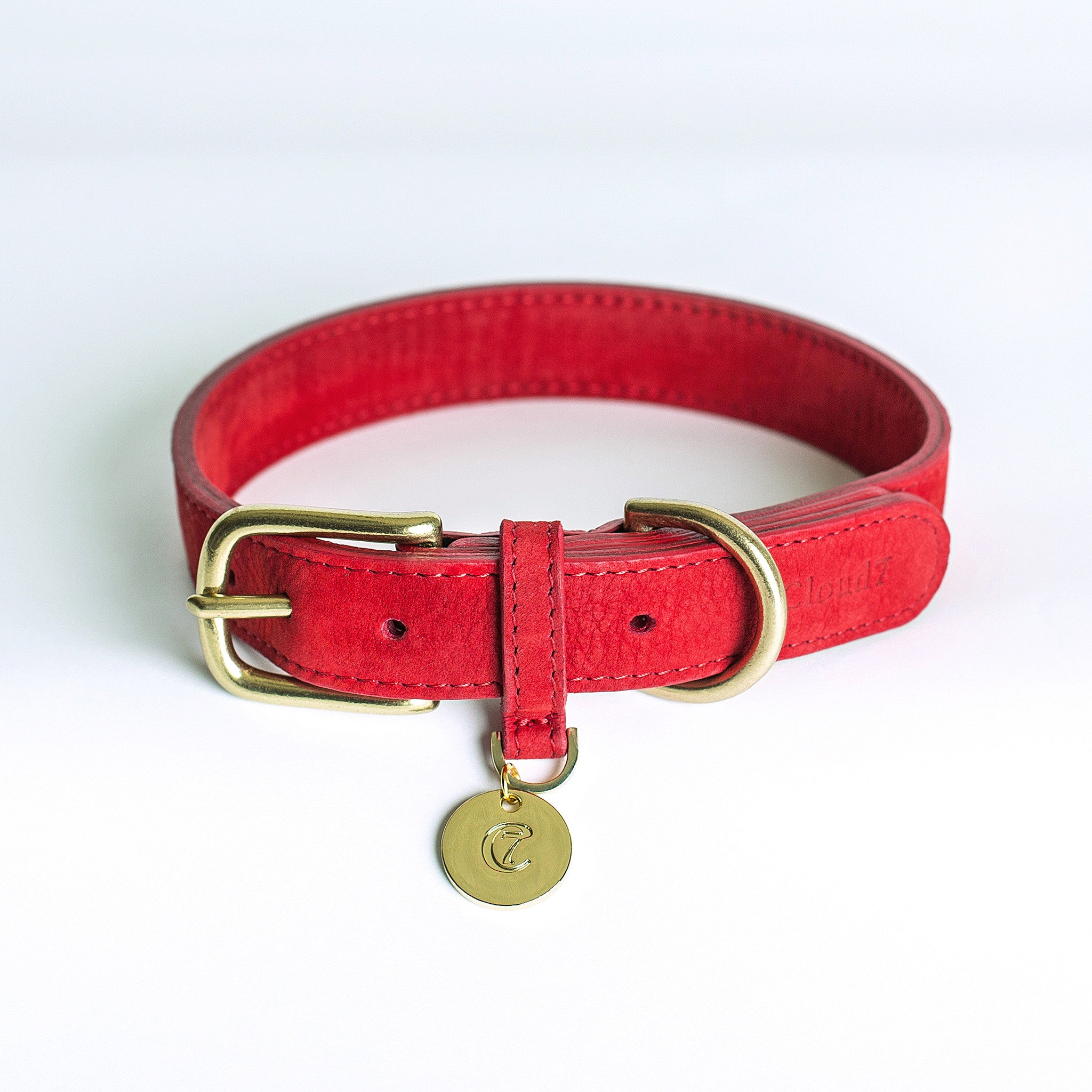 Cloud7 Tiergarten Nubuck Dog Collar in Cherry Red