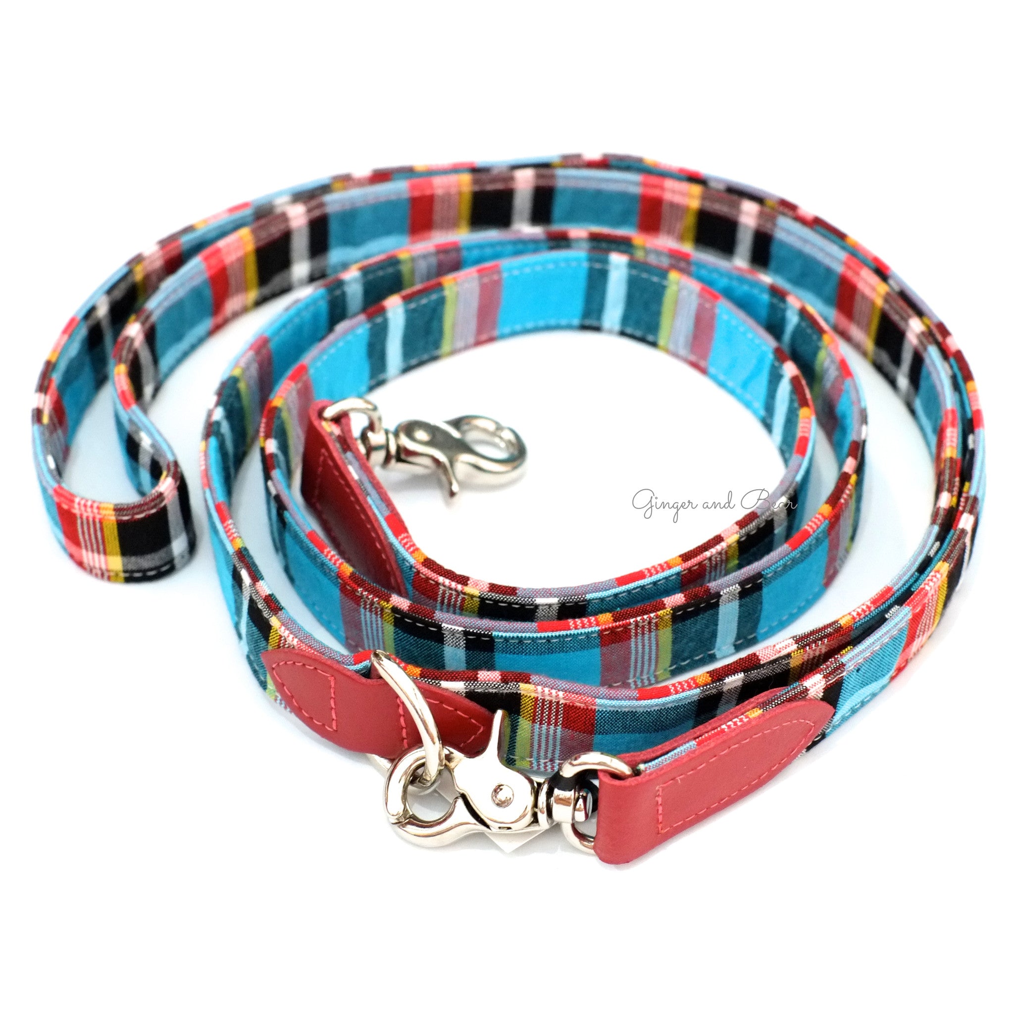 Hiro+Wolf Hands-free leash: Masai Blue Check