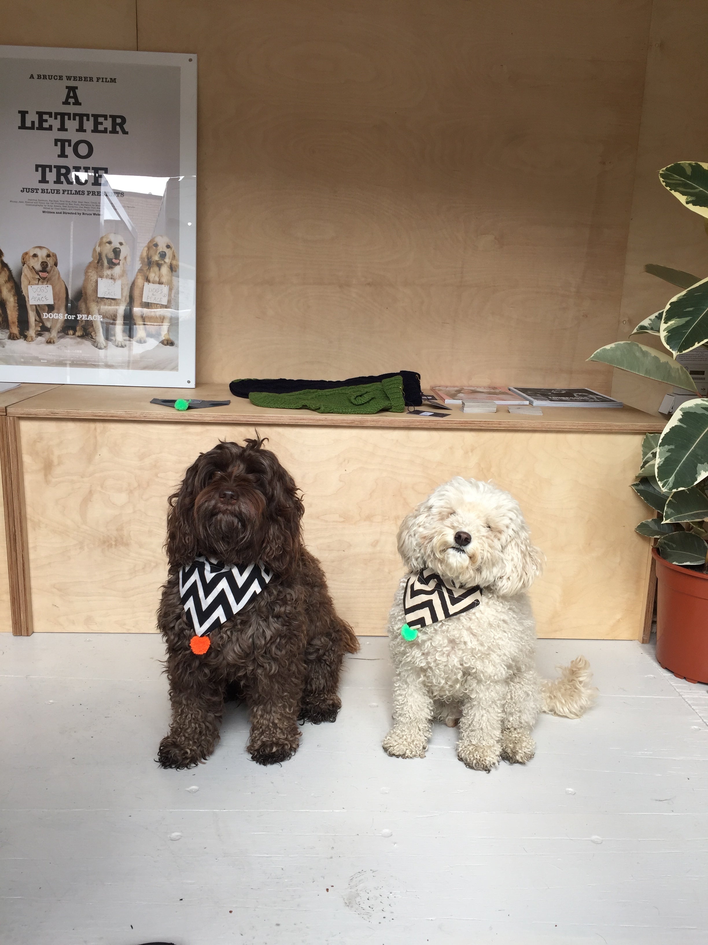 Fetch And Follow Indigo Block Printed Neckerchief Running Spot with PomPom