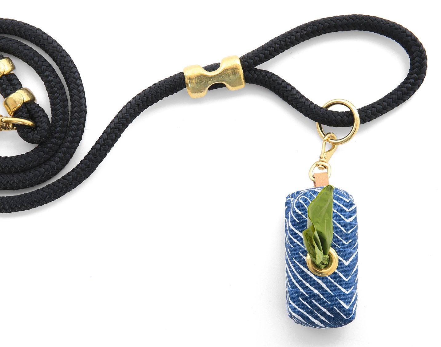Foggy Dog Navy Herringbone Leash Poop Bag Dispenser